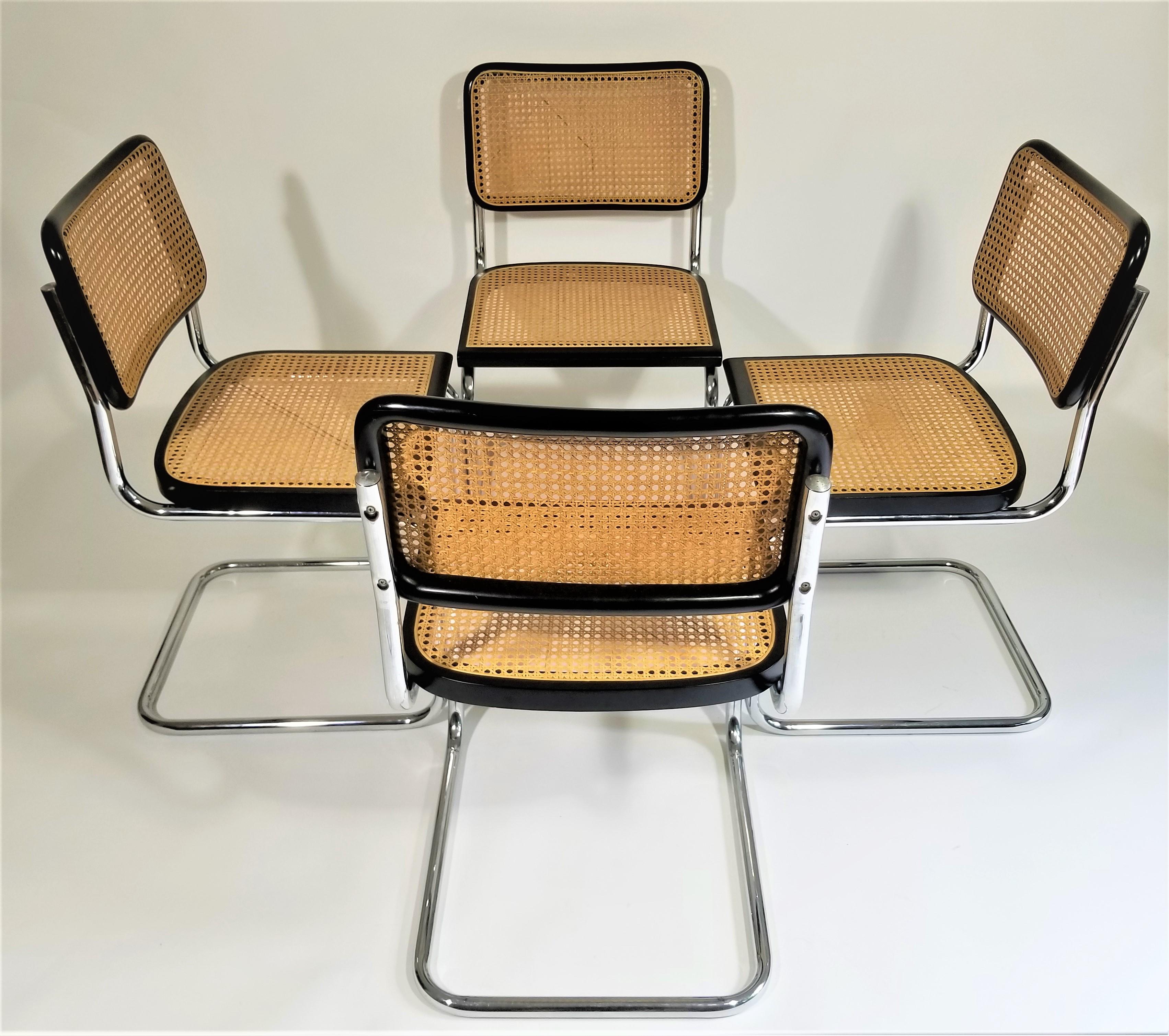 20th Century Marcel Breuer Cesca Black Side Chairs Midcentury Set of 4