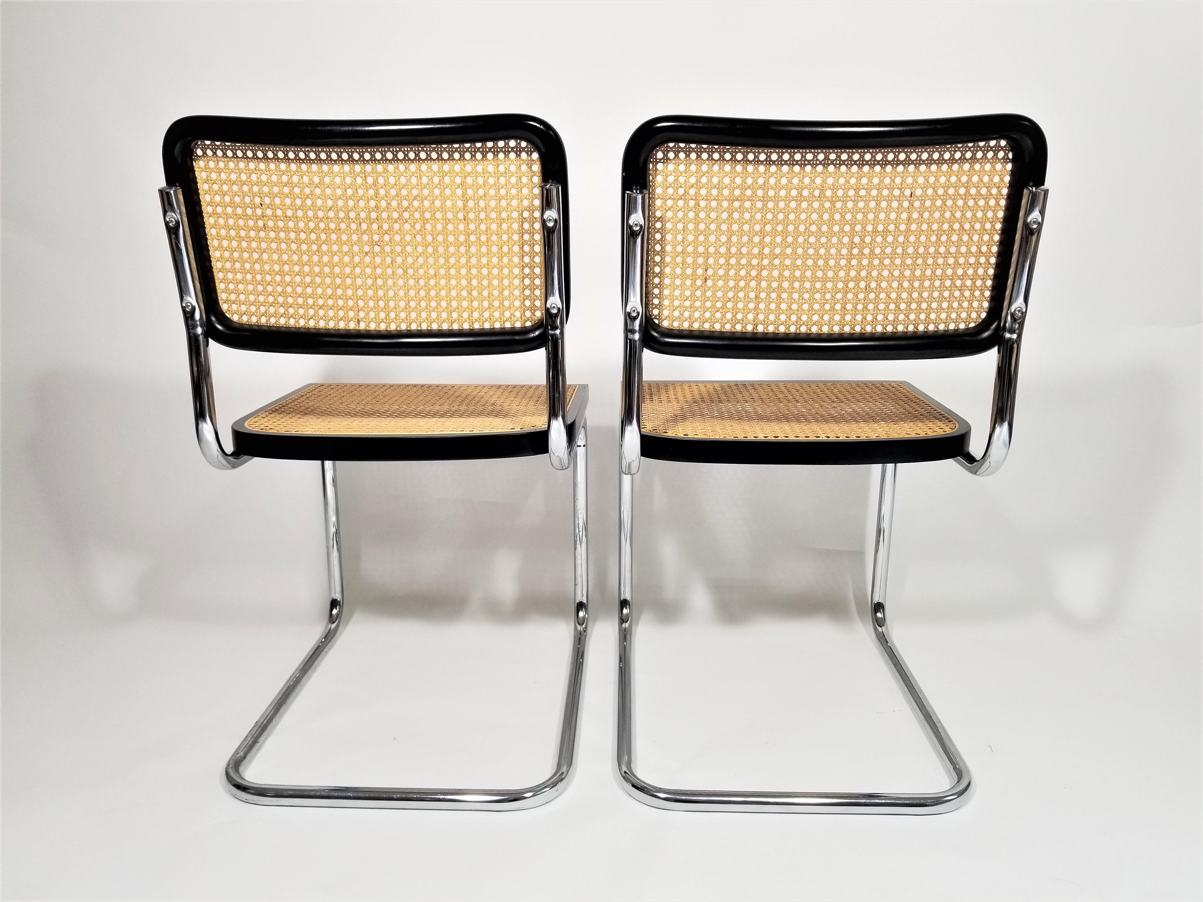 Marcel Breuer Cesca Black Side Chairs Midcentury Set of 4 2