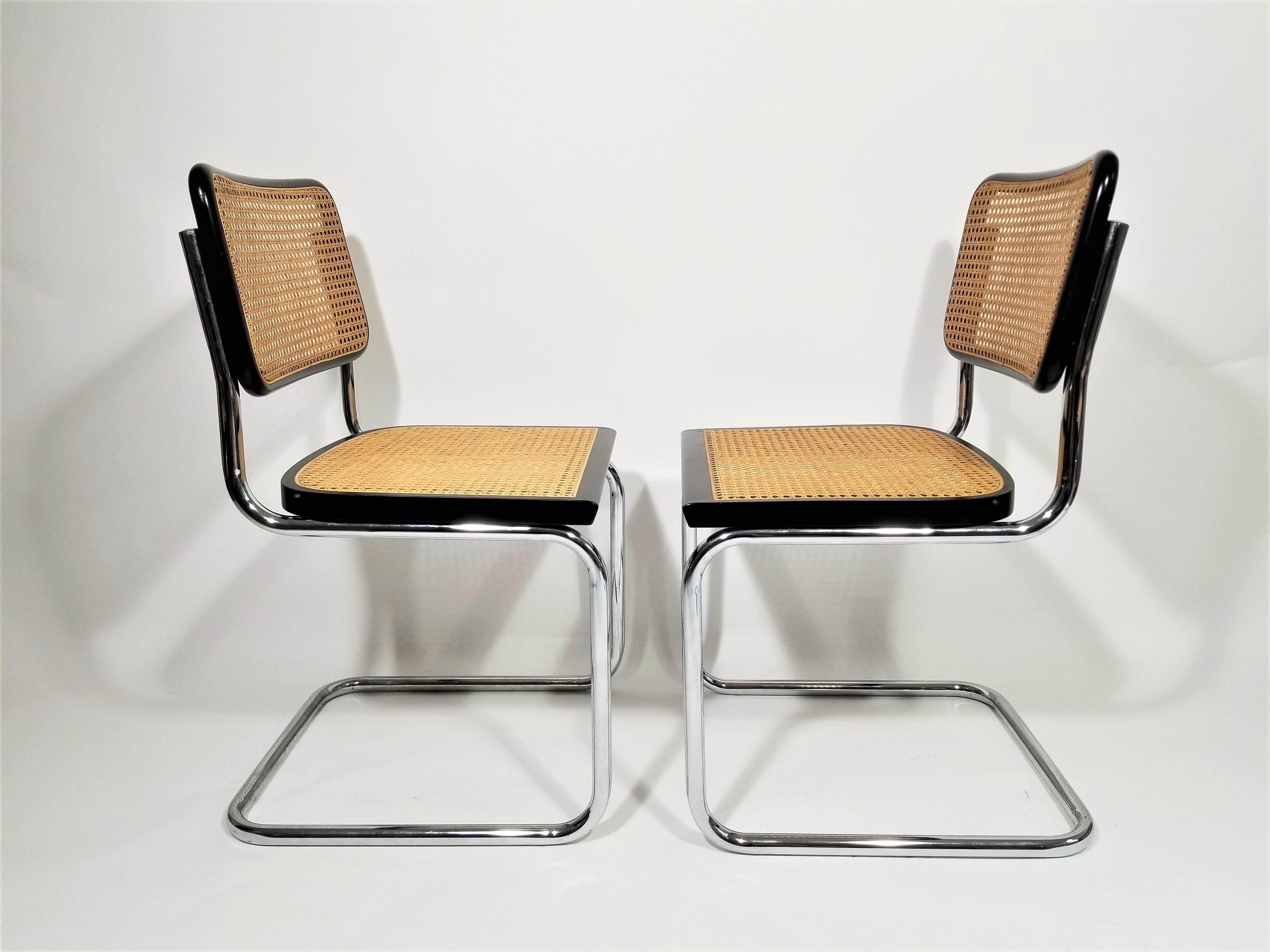 Marcel Breuer Cesca Black Side Chairs Midcentury Set of 4 3