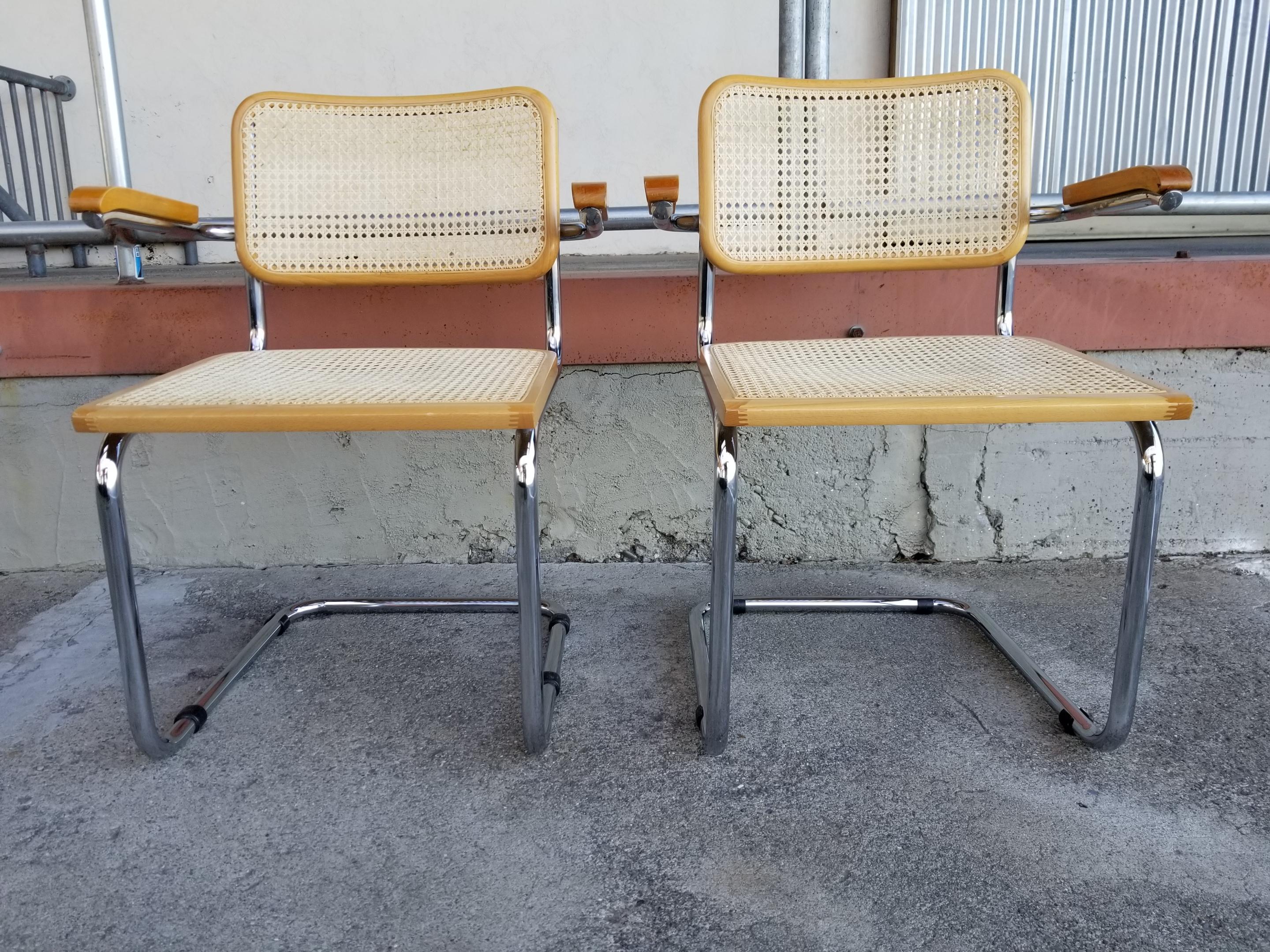 Mid-Century Modern Marcel Breuer Cesca Chair, a Pair