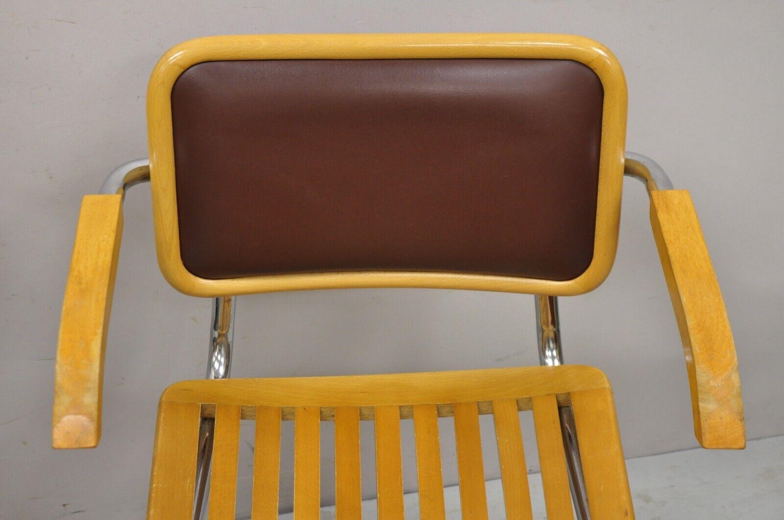 Mid-Century Modern Marcel Breuer Cesca Chair Cantilever Chrome Frame Wood Seat, a Pair For Sale