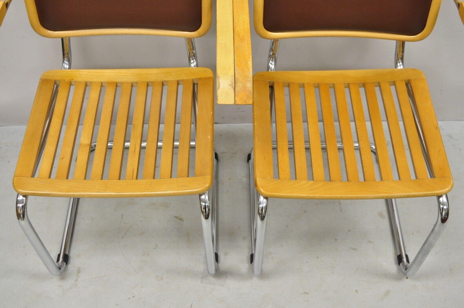 Marcel Breuer Cesca Chair Cantilever Chrome Frame Wood Seat, a Pair In Good Condition For Sale In Philadelphia, PA