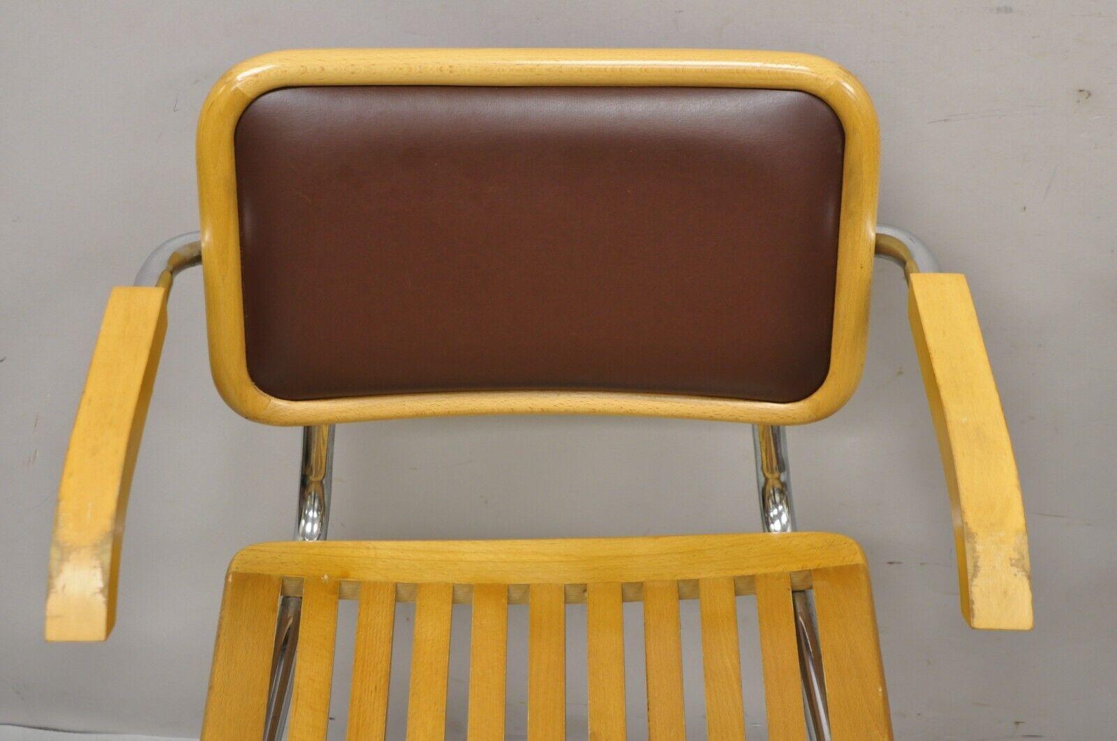 Marcel Breuer Cesca Chair Cantilever Chrome Frame Wood Seat, a Pair For Sale 1