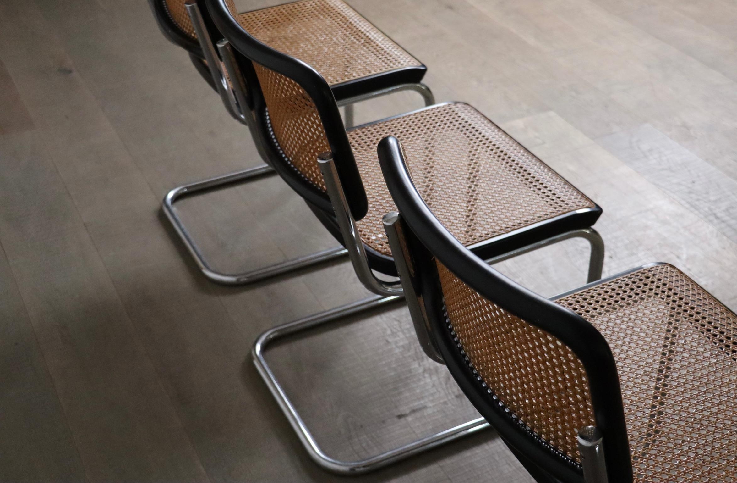 Mid-20th Century Marcel Breuer Cesca chairs for thonet 1970s set of 4