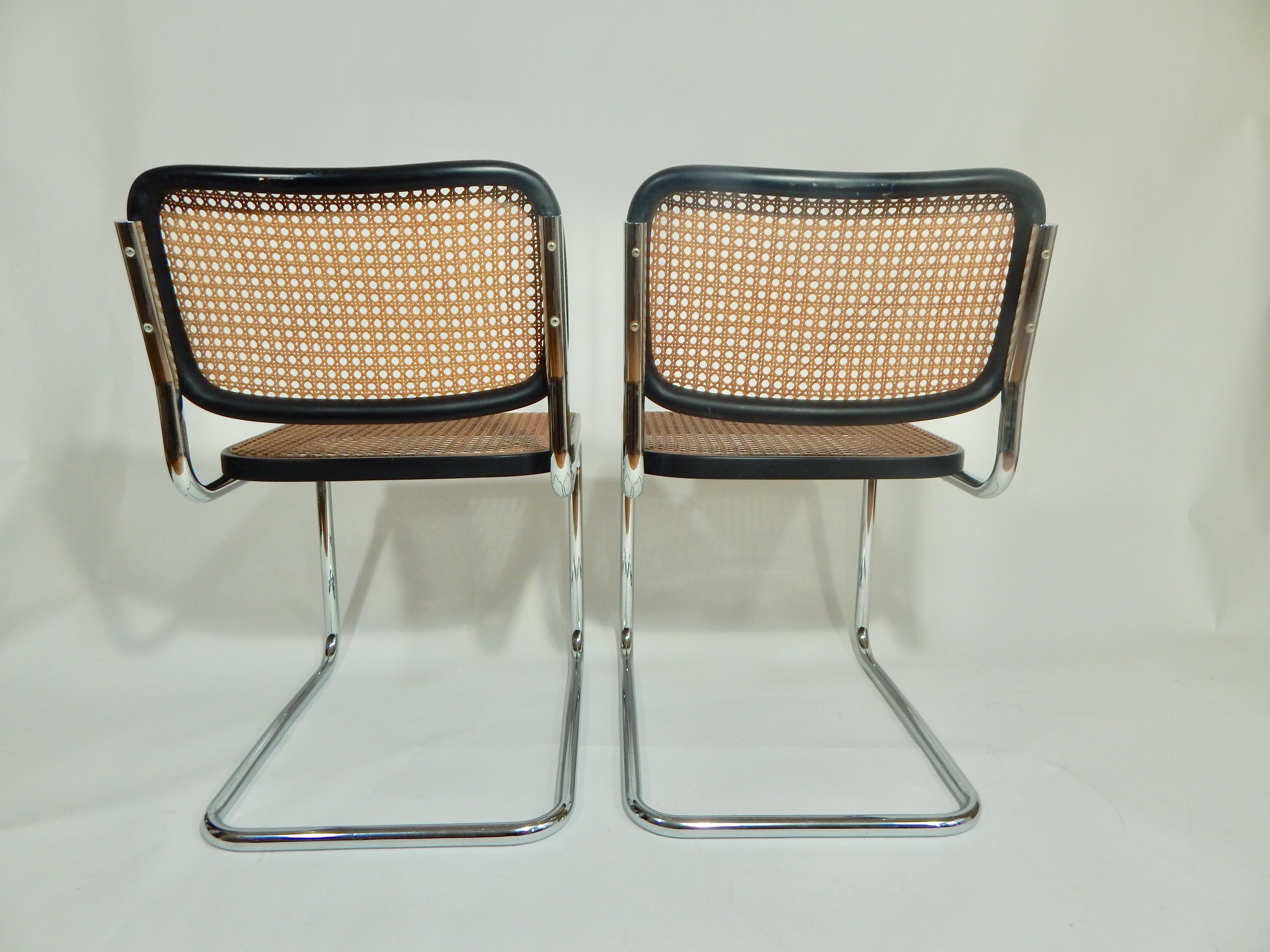 Mid-Century Modern Marcel Breuer Black Cesca Chairs Knoll Gavina