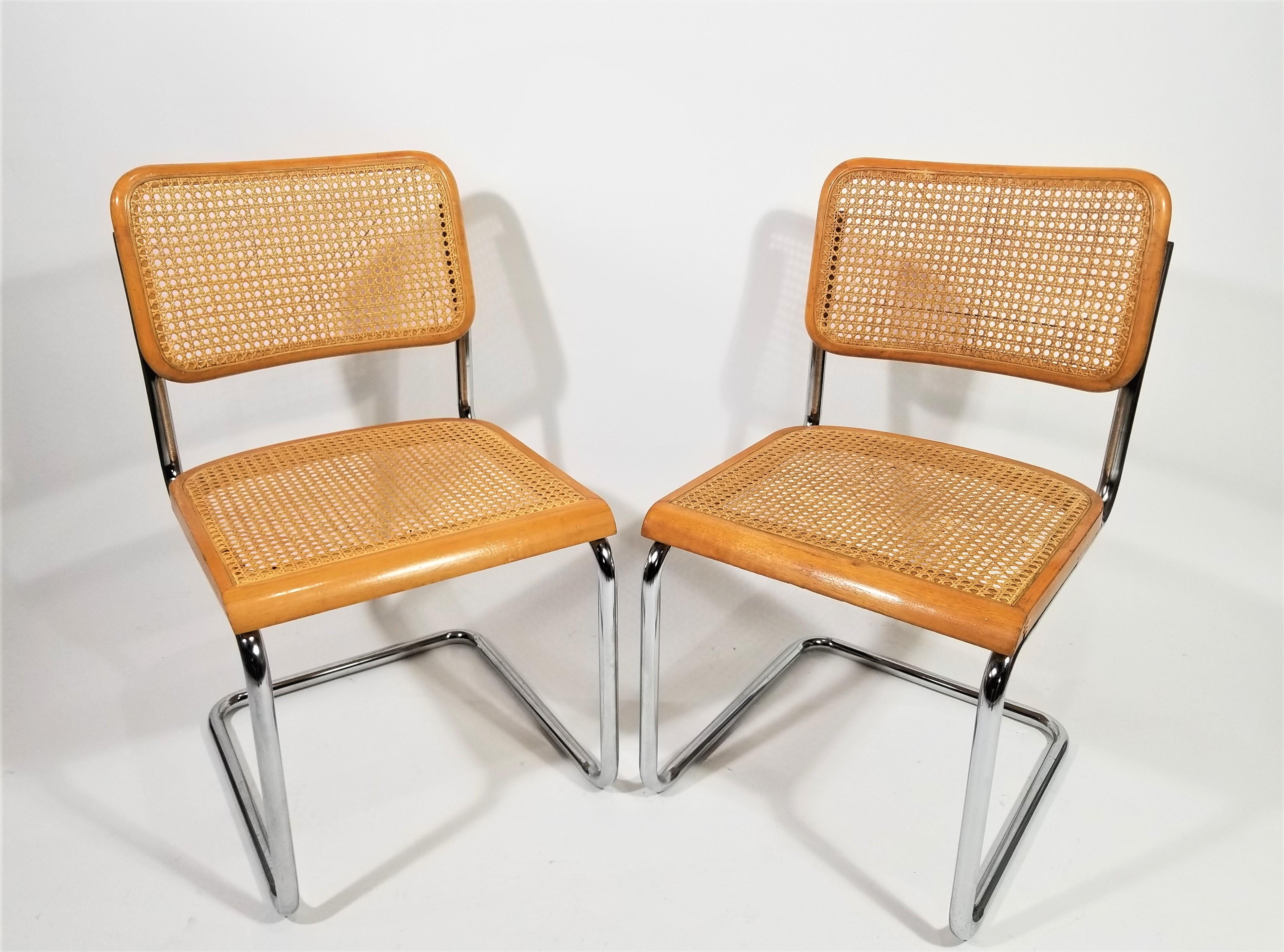  Marcel Breuer Cesca Chairs Mid Century Set of 4 For Sale 4
