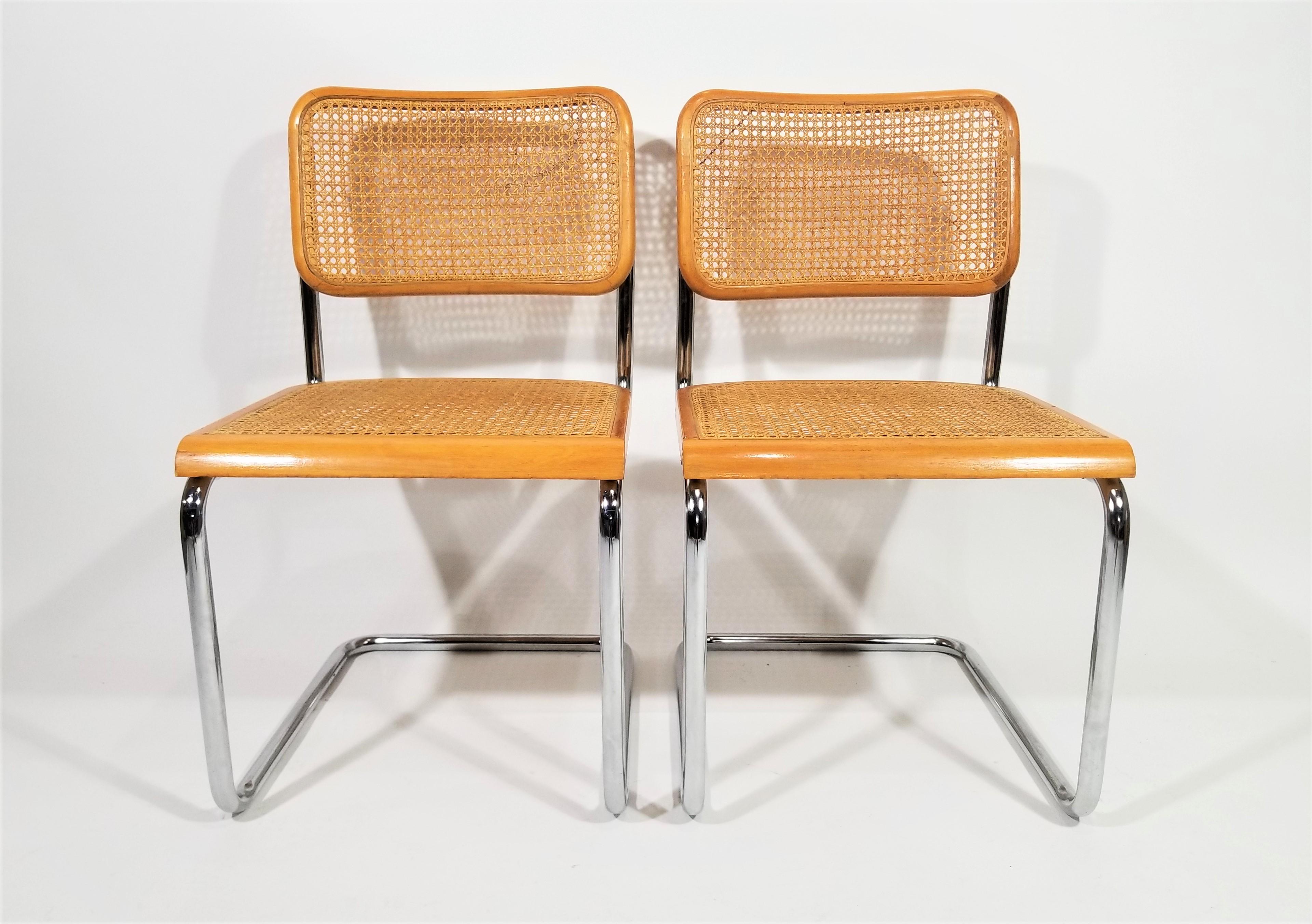  Marcel Breuer Cesca Chairs Mid Century Set of 4 For Sale 5
