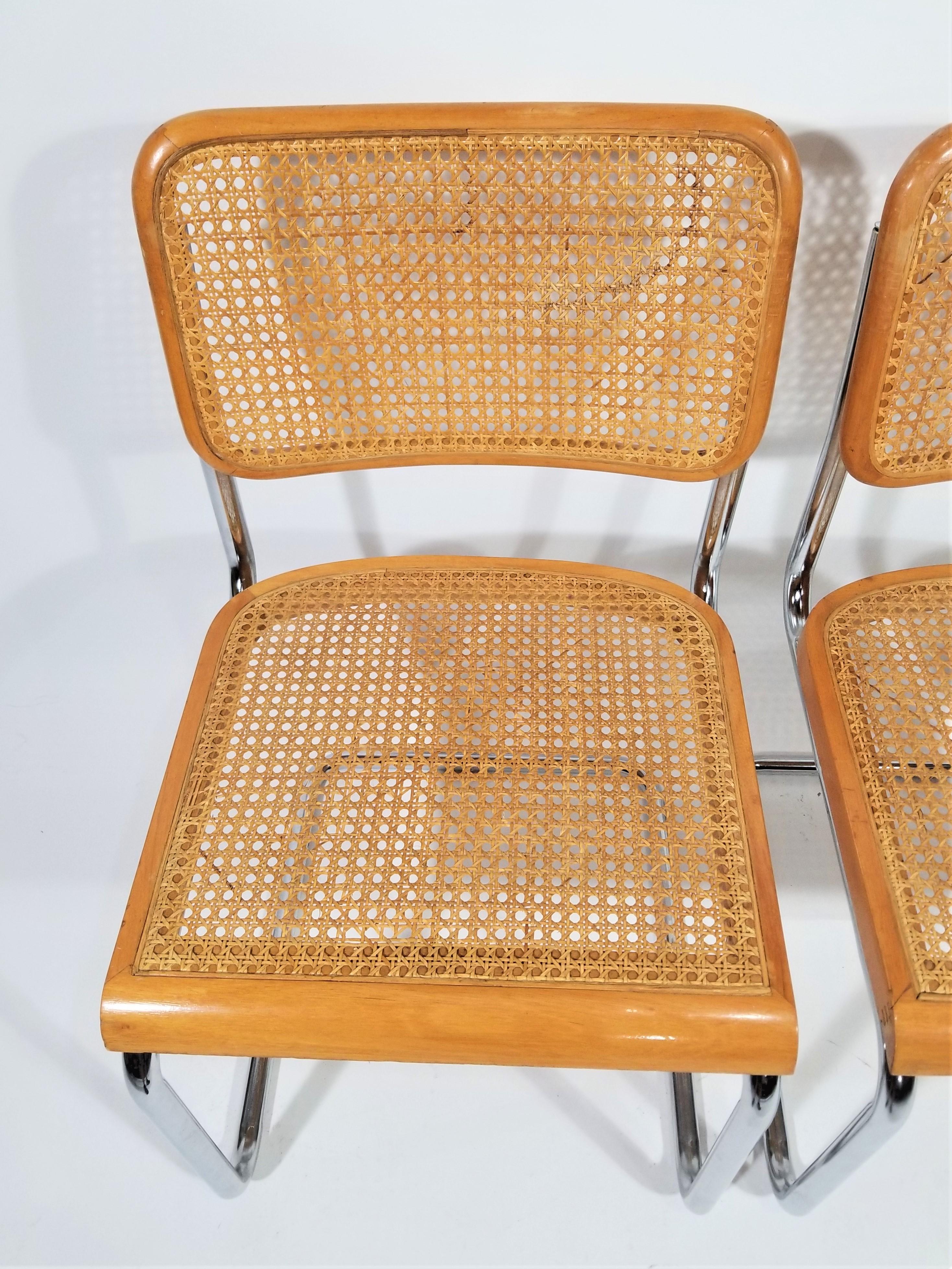  Marcel Breuer Cesca Chairs Mid Century Set of 4 For Sale 6