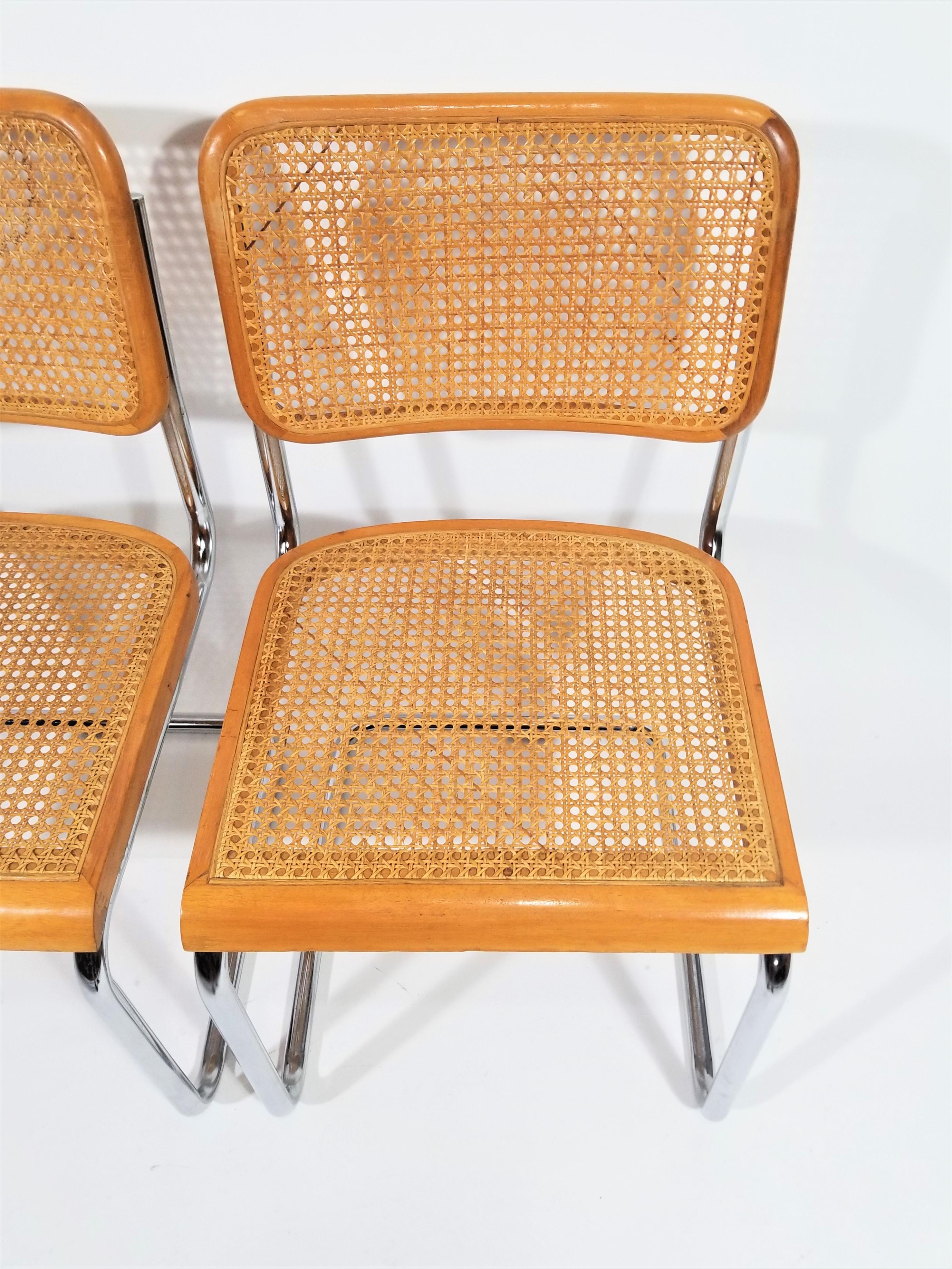  Marcel Breuer Cesca Chairs Mid Century Set of 4 For Sale 7