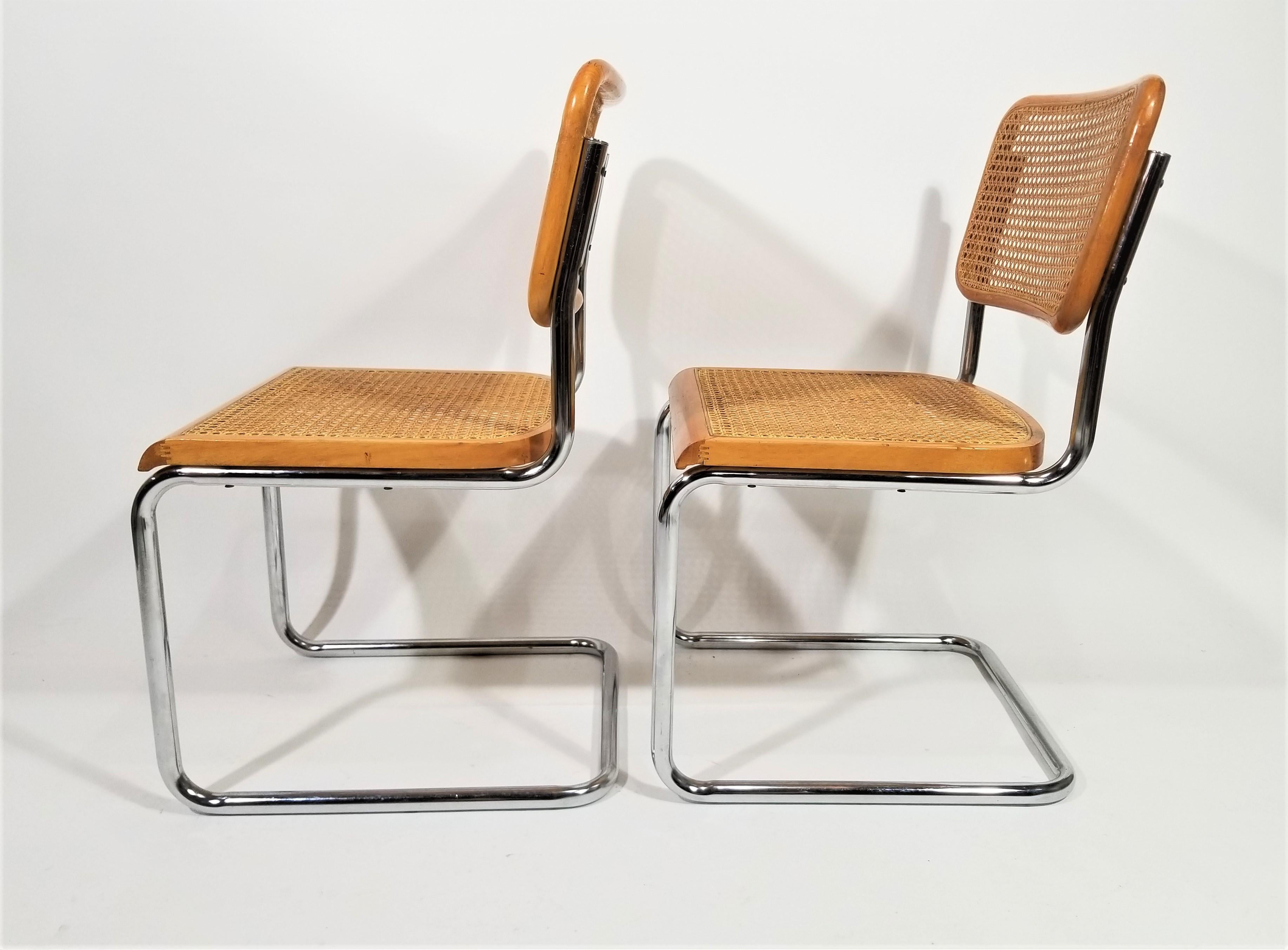  Marcel Breuer Cesca Chairs Mid Century Set of 4 For Sale 8