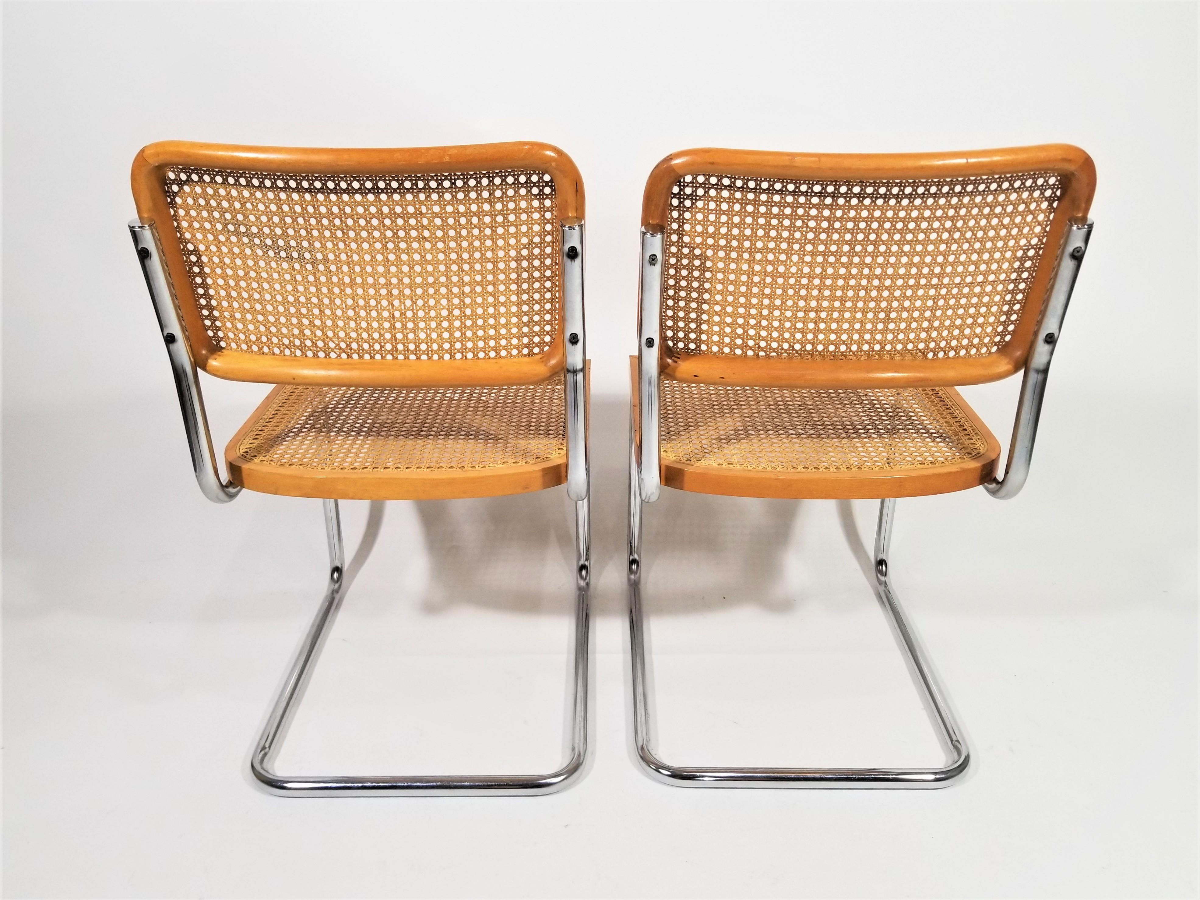  Marcel Breuer Cesca Chairs Mid Century Set of 4 For Sale 9