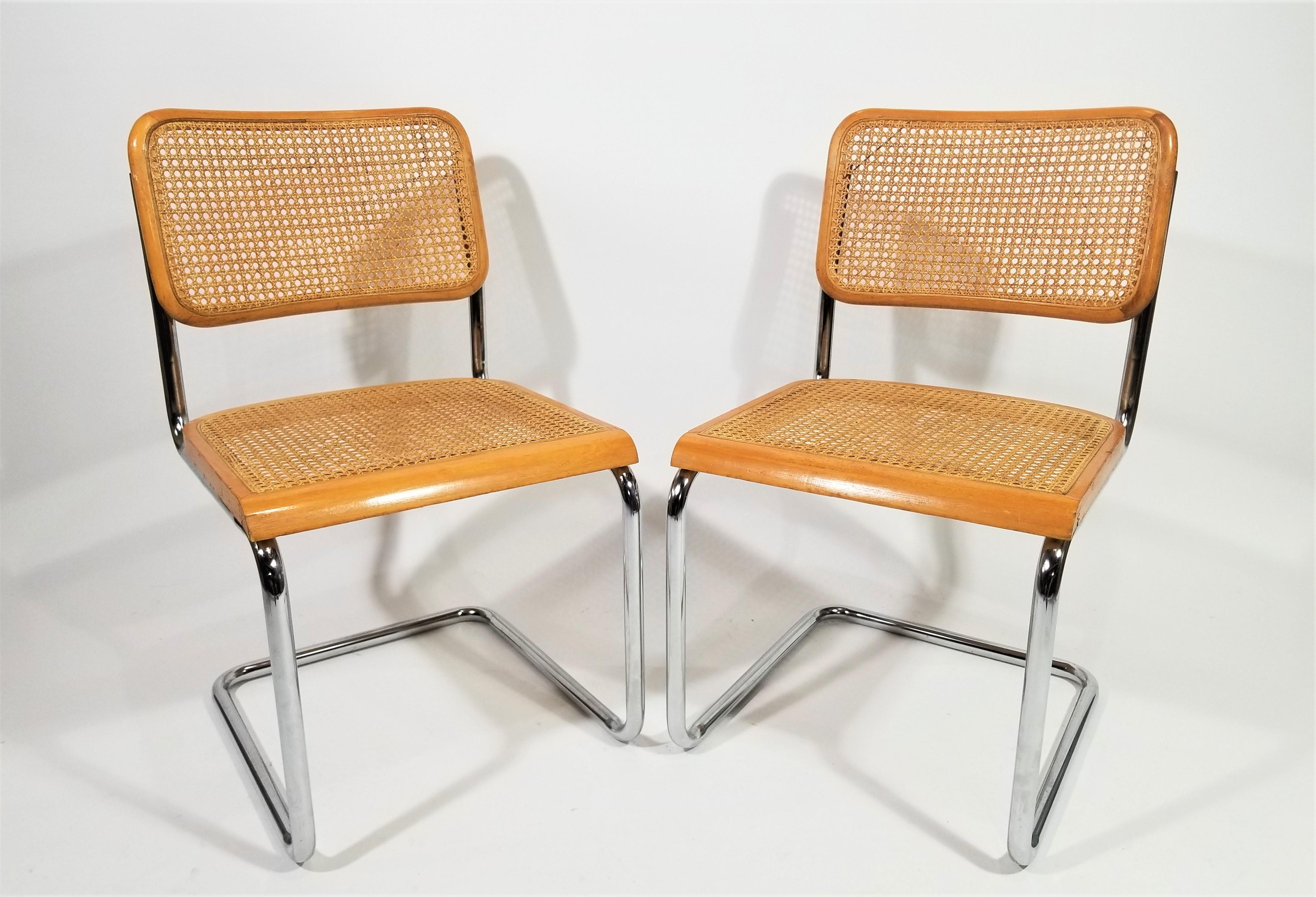  Marcel Breuer Cesca Chairs Mid Century Set of 4 For Sale 11