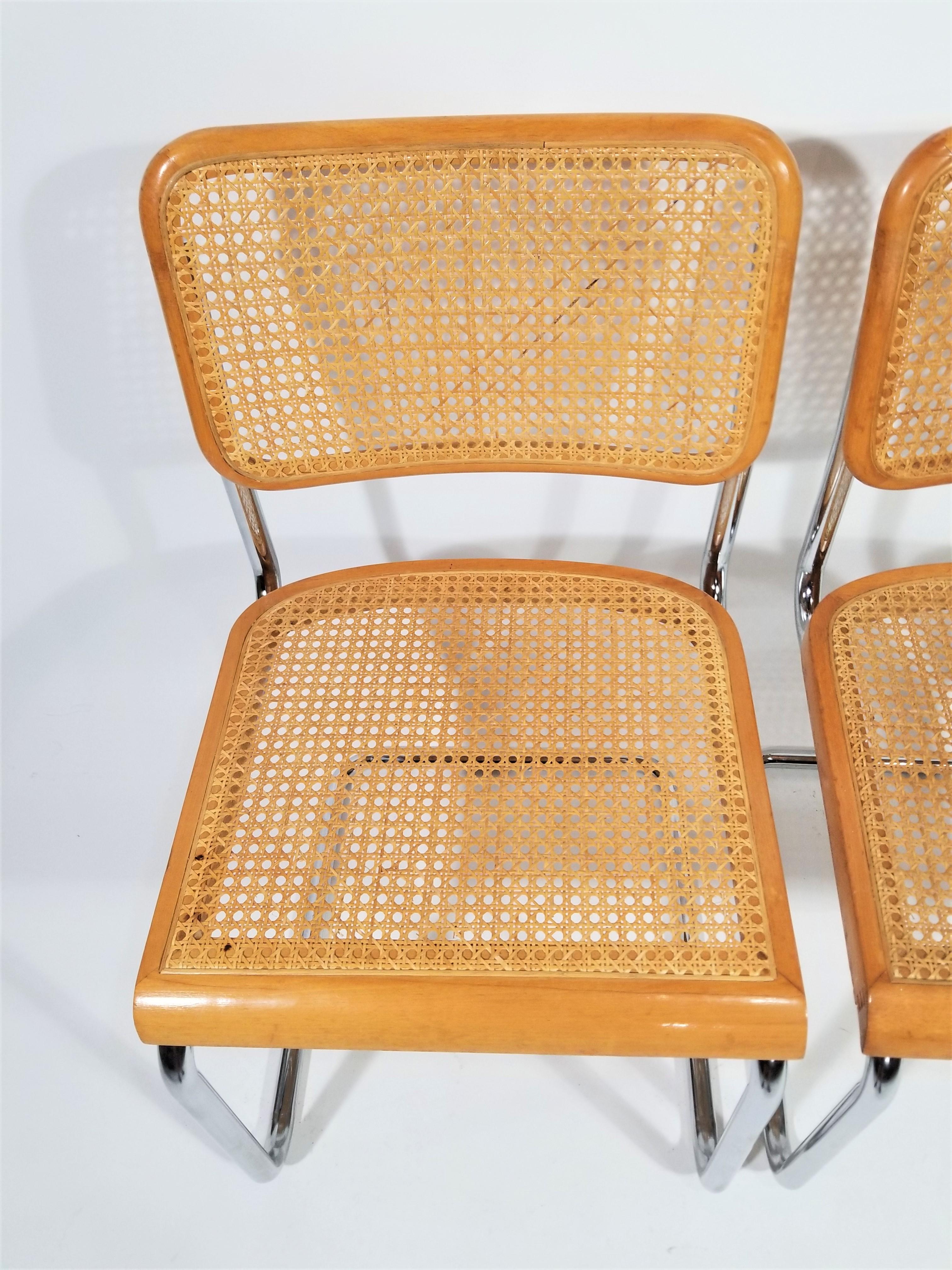 20th Century  Marcel Breuer Cesca Chairs Mid Century Set of 4 For Sale