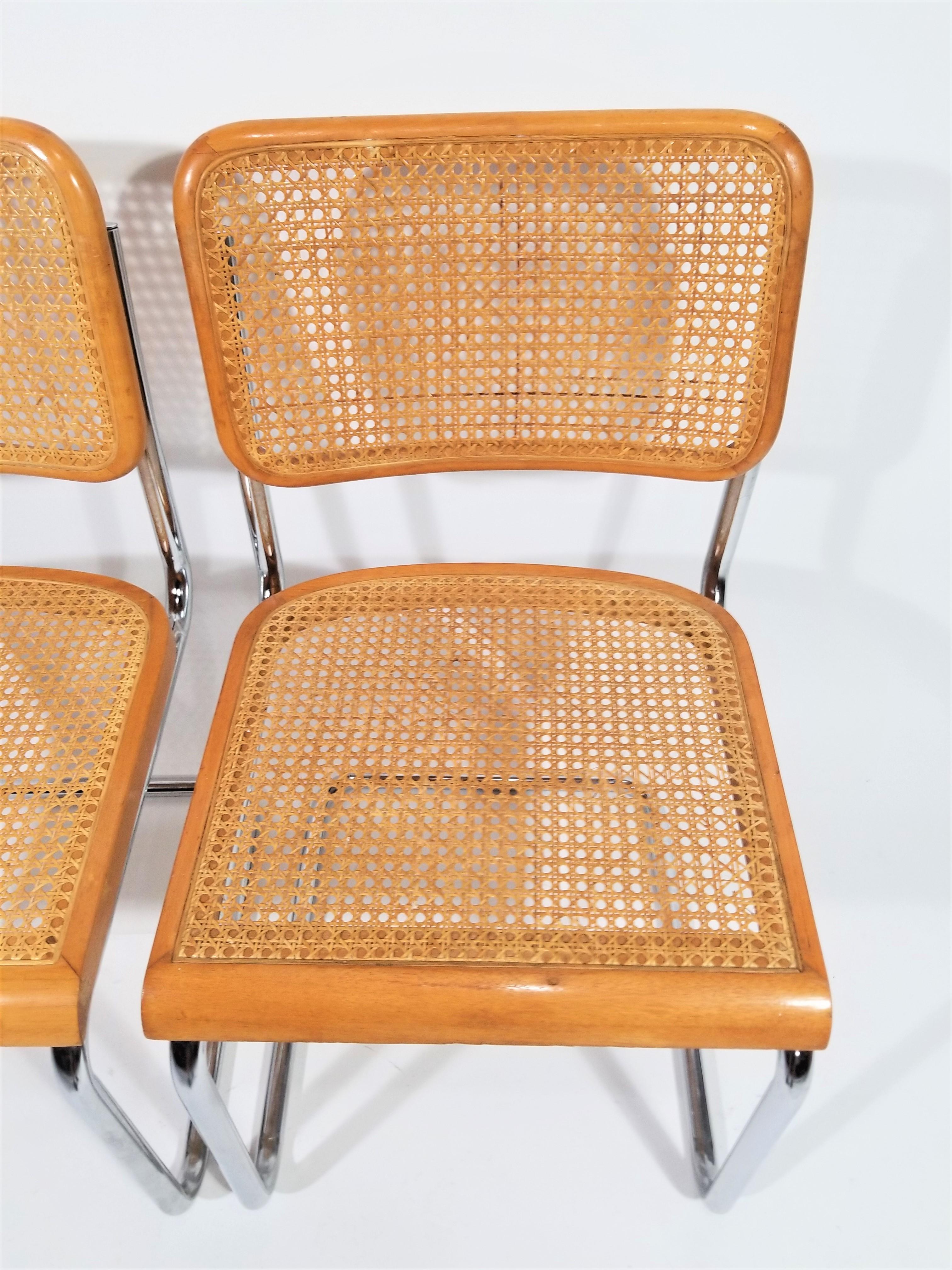 Cane  Marcel Breuer Cesca Chairs Mid Century Set of 4 For Sale