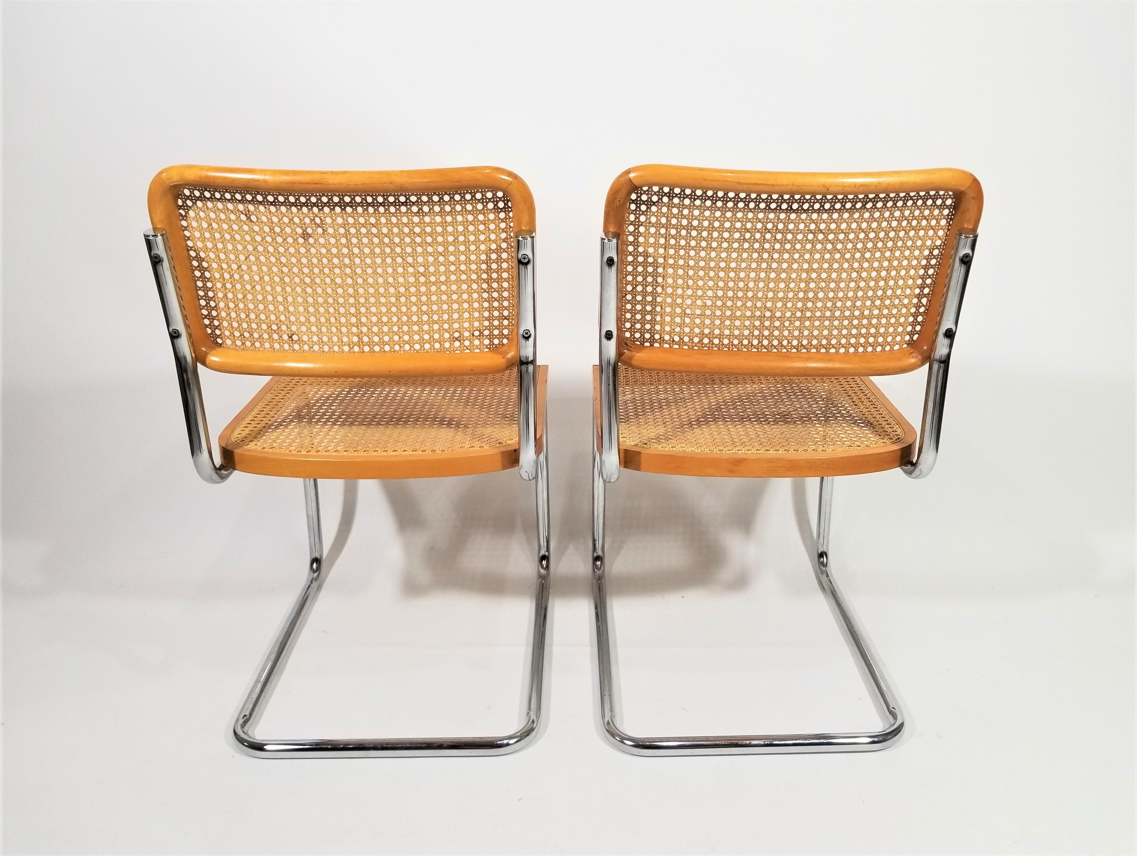  Marcel Breuer Cesca Chairs Mid Century Set of 4 For Sale 2