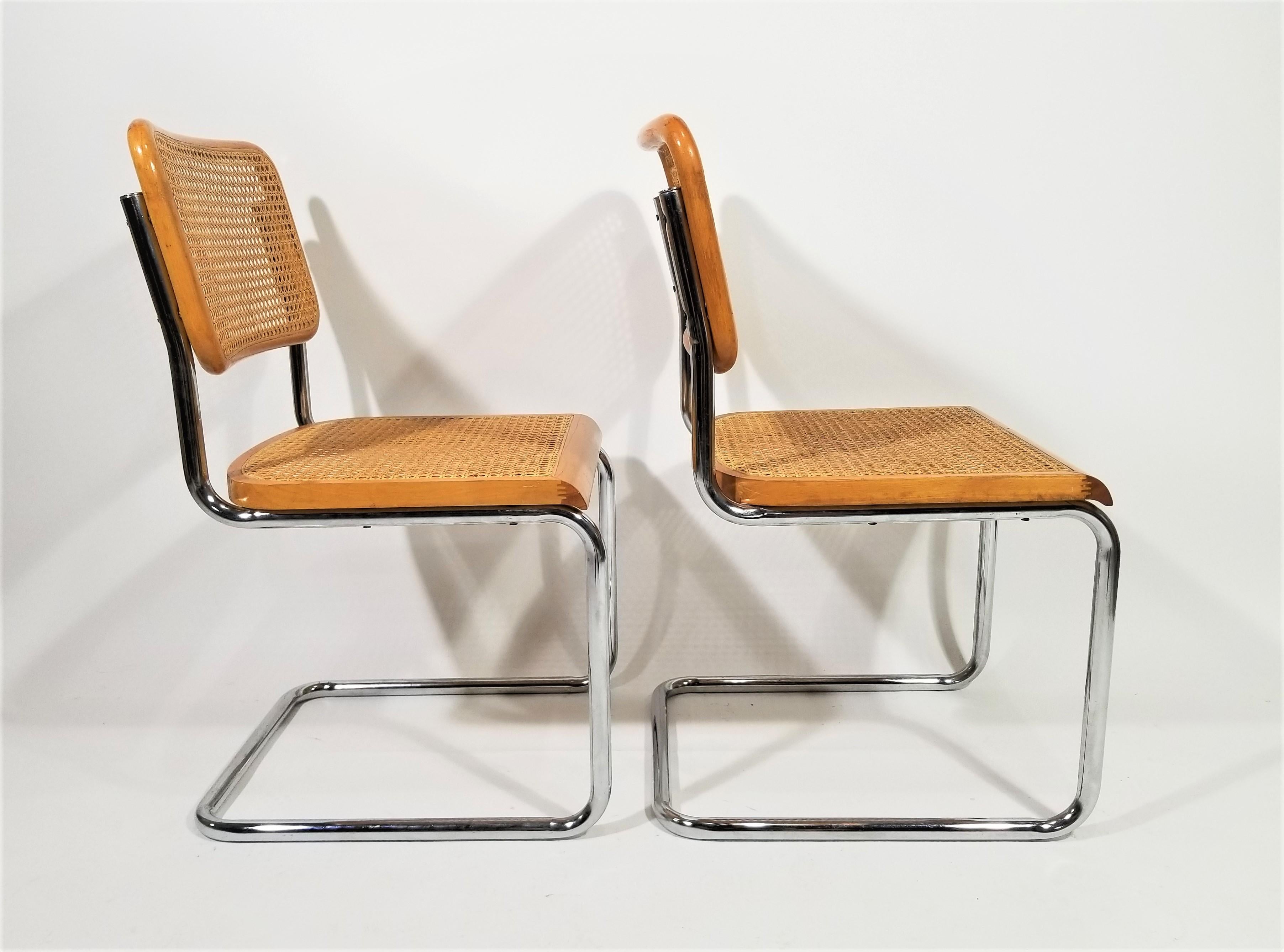  Marcel Breuer Cesca Chairs Mid Century Set of 4 For Sale 3