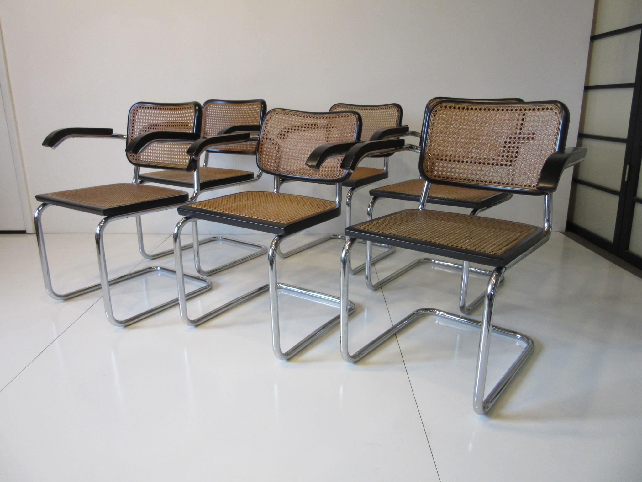Marcel Breuer Cesca Dining Armchairs Made in Italy 3