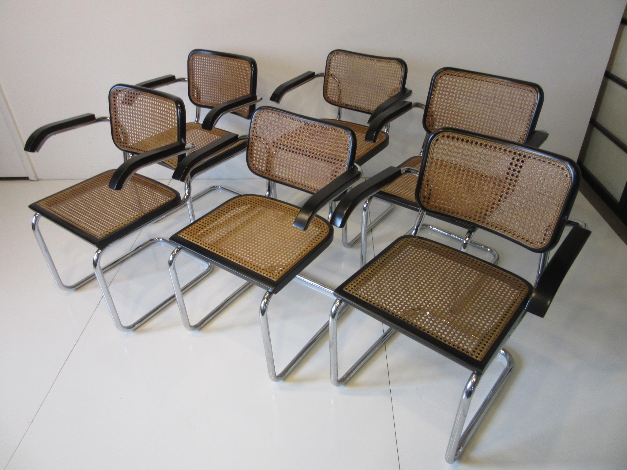 Marcel Breuer Cesca Dining Armchairs Made in Italy 4
