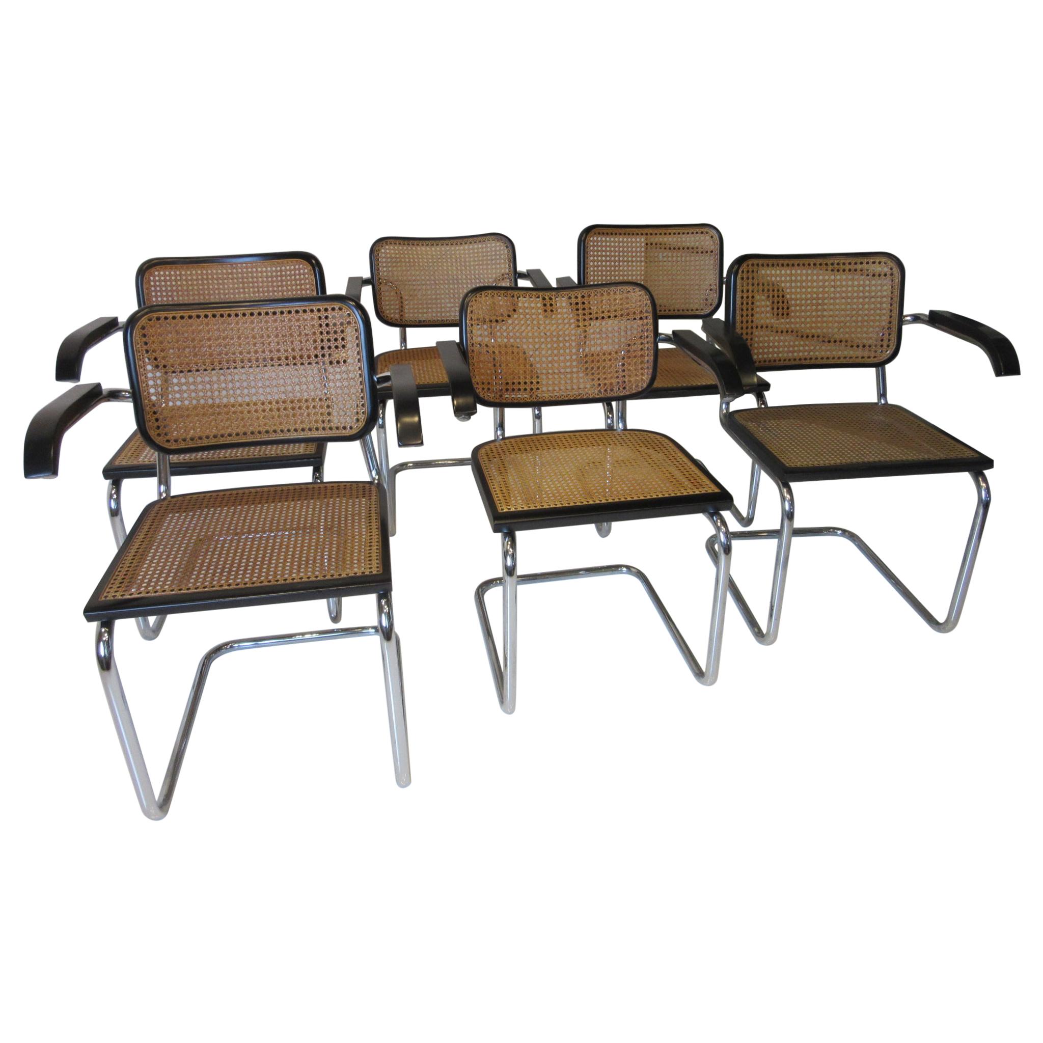Marcel Breuer Cesca Dining Armchairs Made in Italy