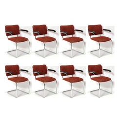 Marcel Breuer Cesca Dining Chairs Set of 8 Italy circa 1980s Reupholstered