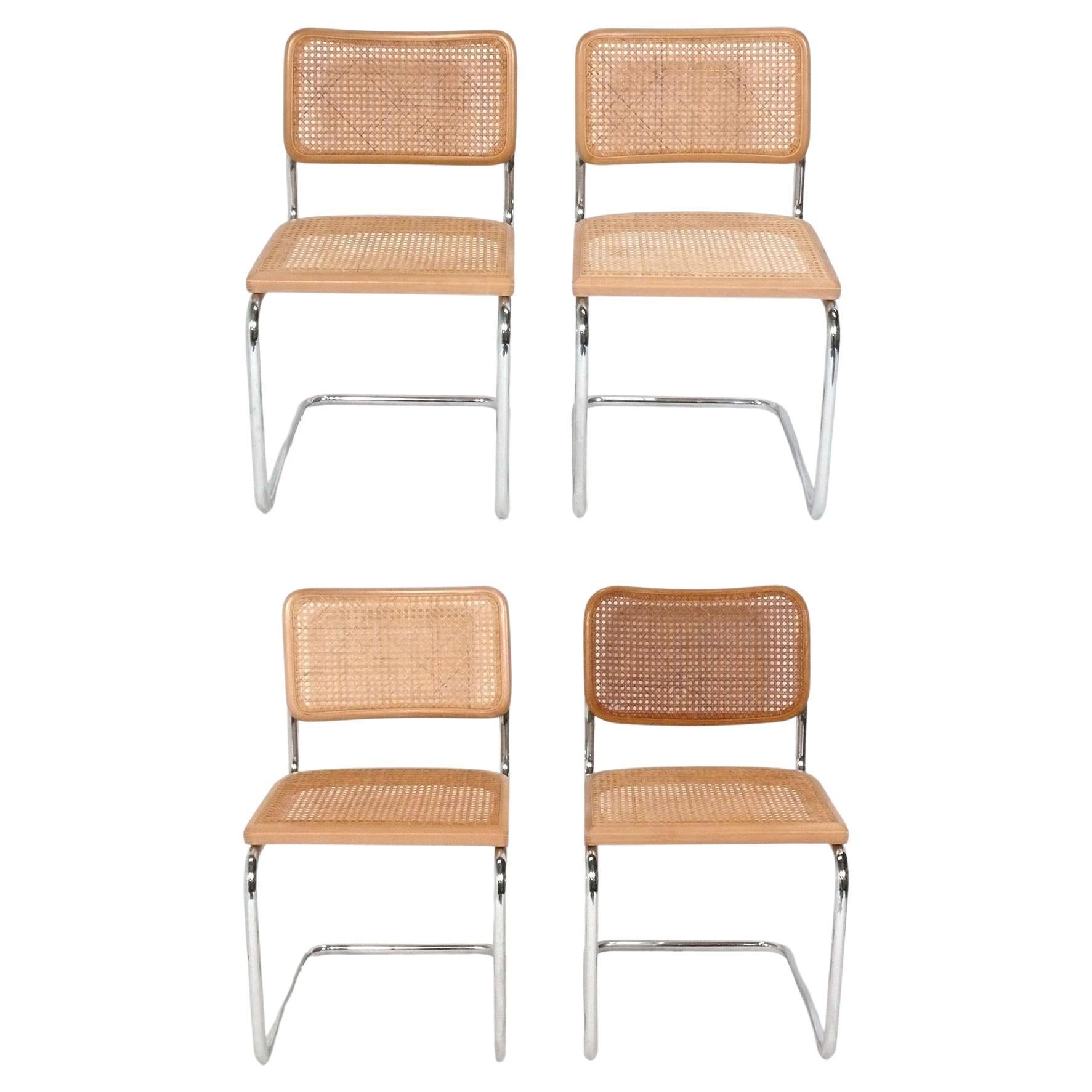 Marcel Breuer Cesca Esszimmerstühle Satz von vier