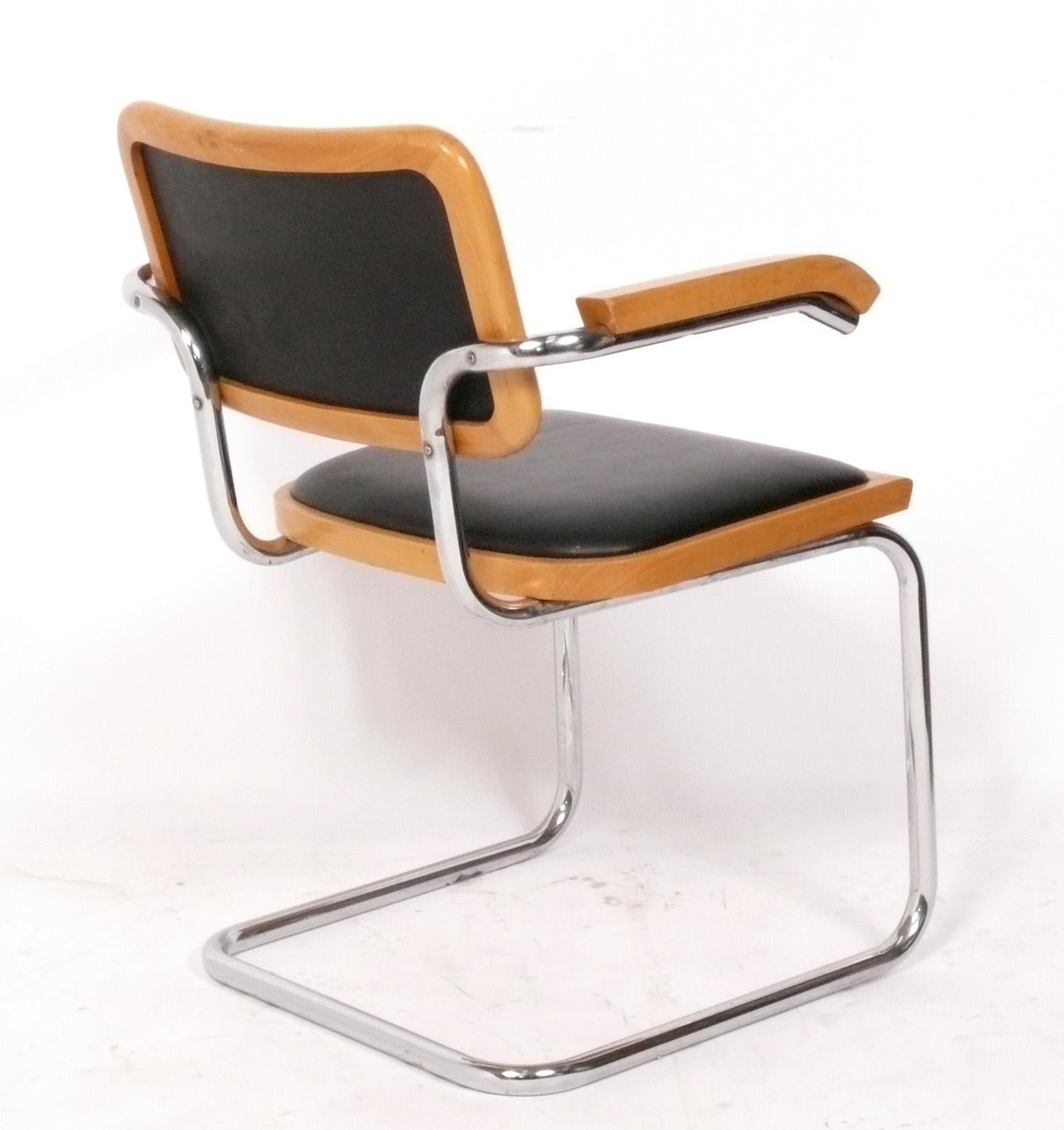 Italian Marcel Breuer Cesca Dining Chairs Set of Six Armchairs For Sale