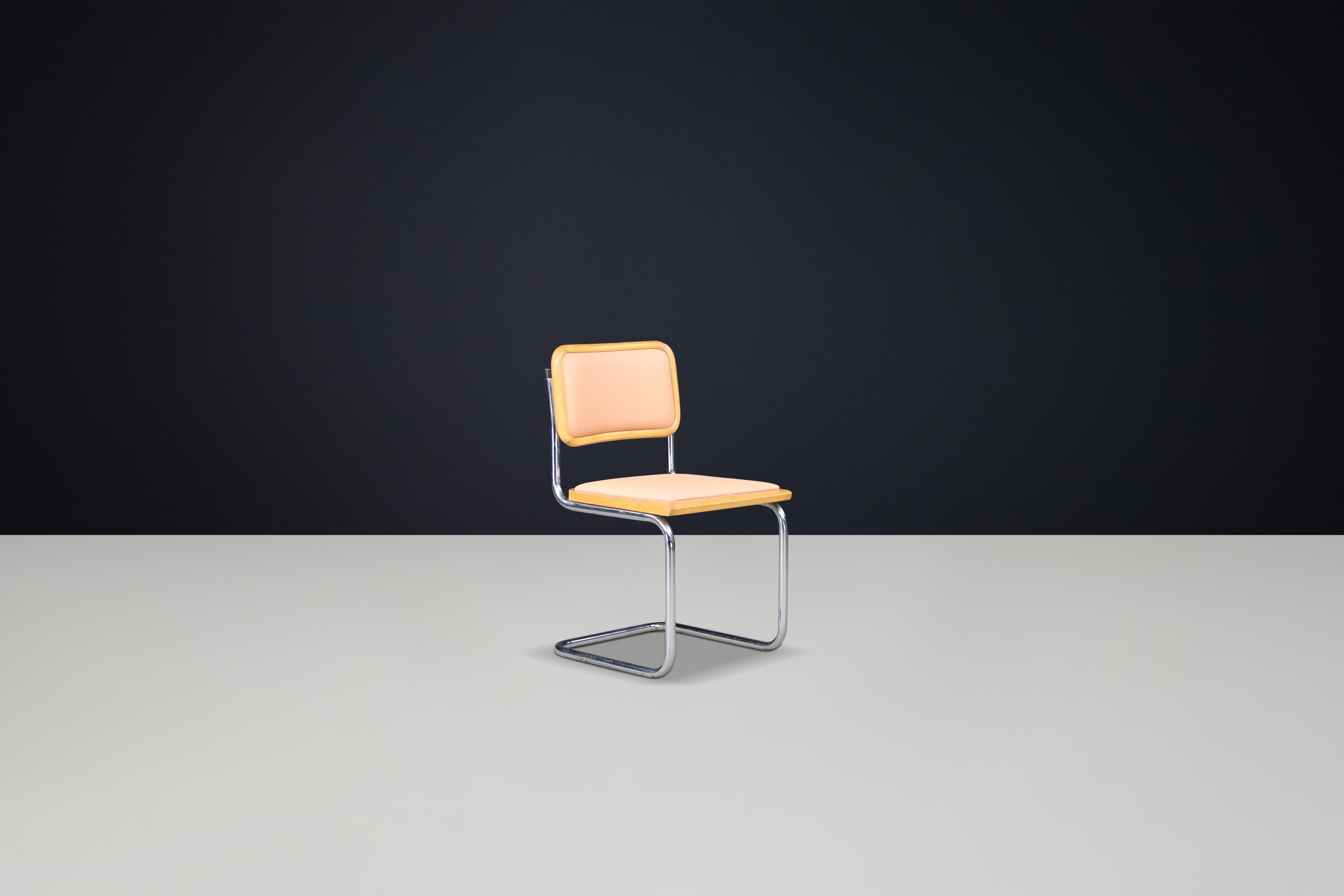 Mid-Century moderno Sedie da sala da pranzo Marcel Breuer Cesca - Cromo, legno e pelle, Italia anni '70 in vendita