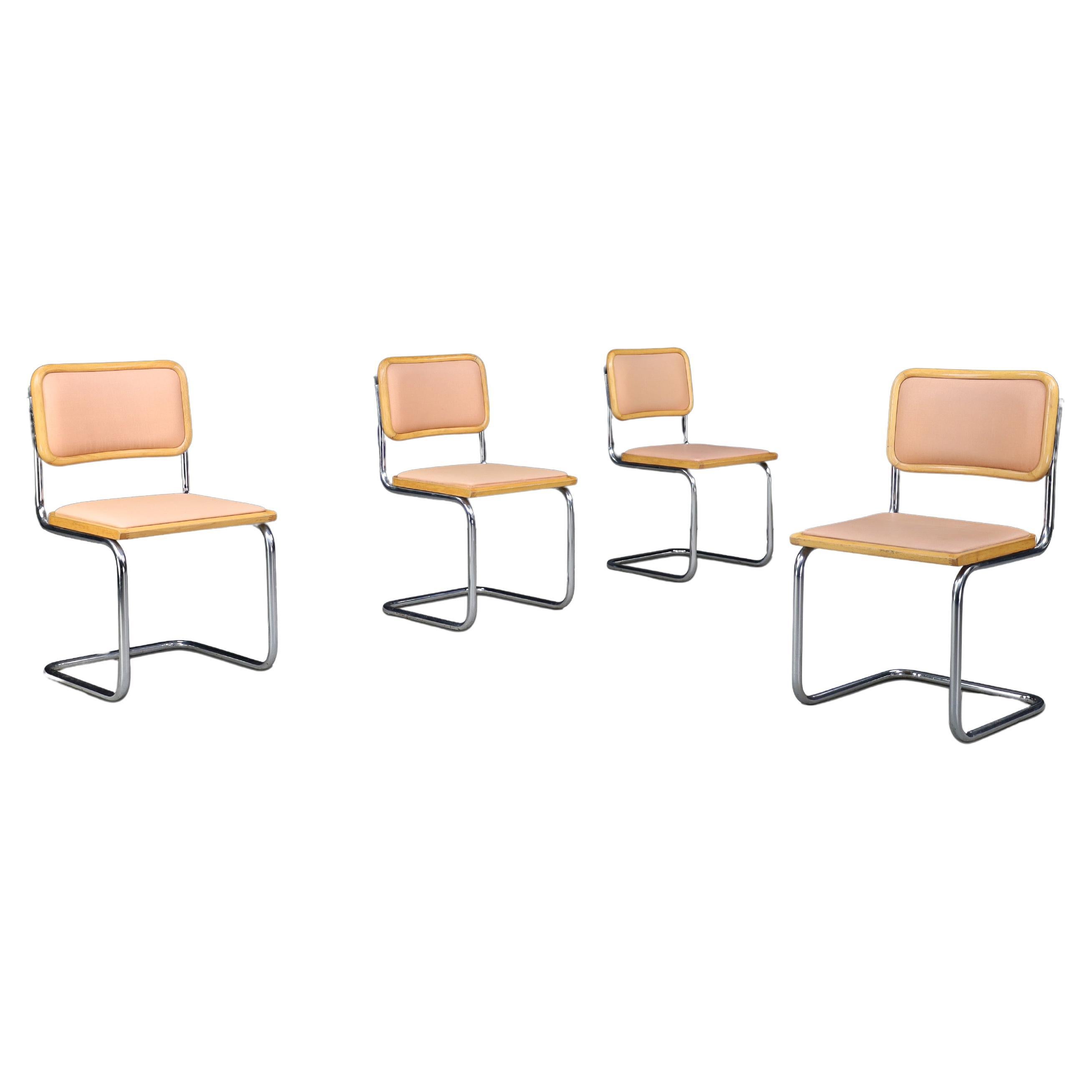 Marcel Breuer Cesca Dining Room Chairs - Chrome, Wood, and Leather, Italy 1970s