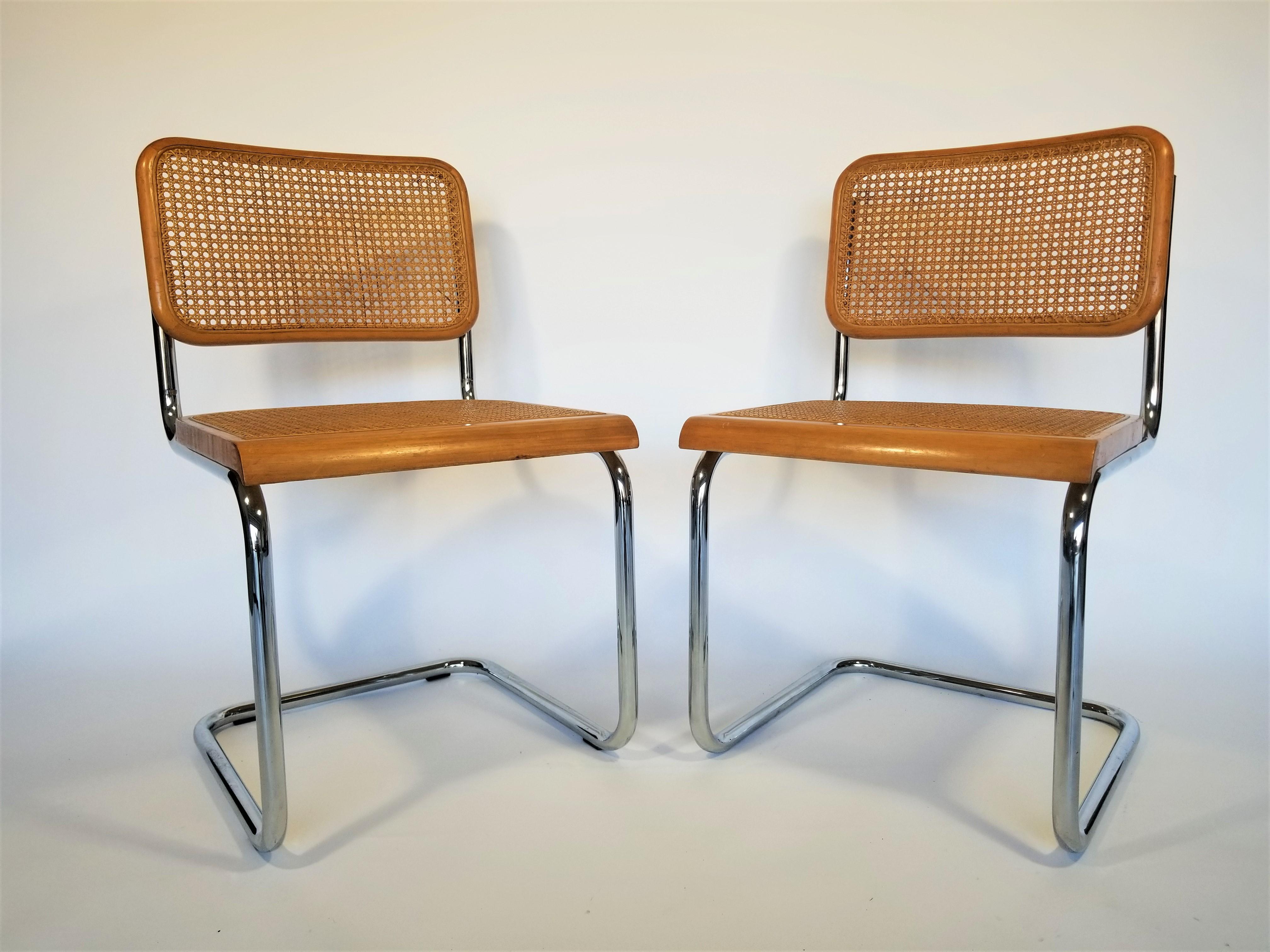 Italian Marcel Breuer Cesca Pair of Midcentury Side Chairs