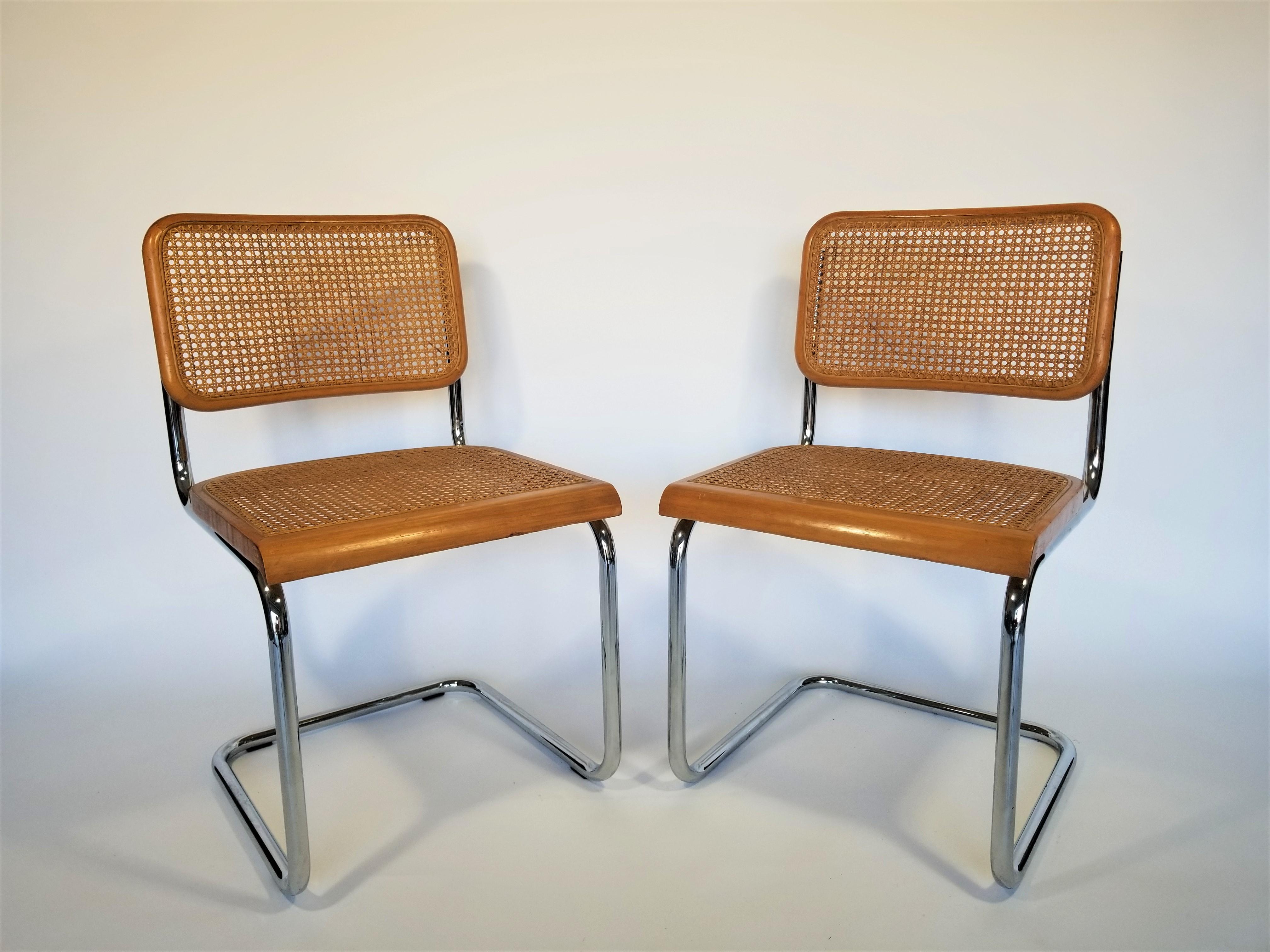Marcel Breuer Cesca Pair of Midcentury Side Chairs In Good Condition In New York, NY