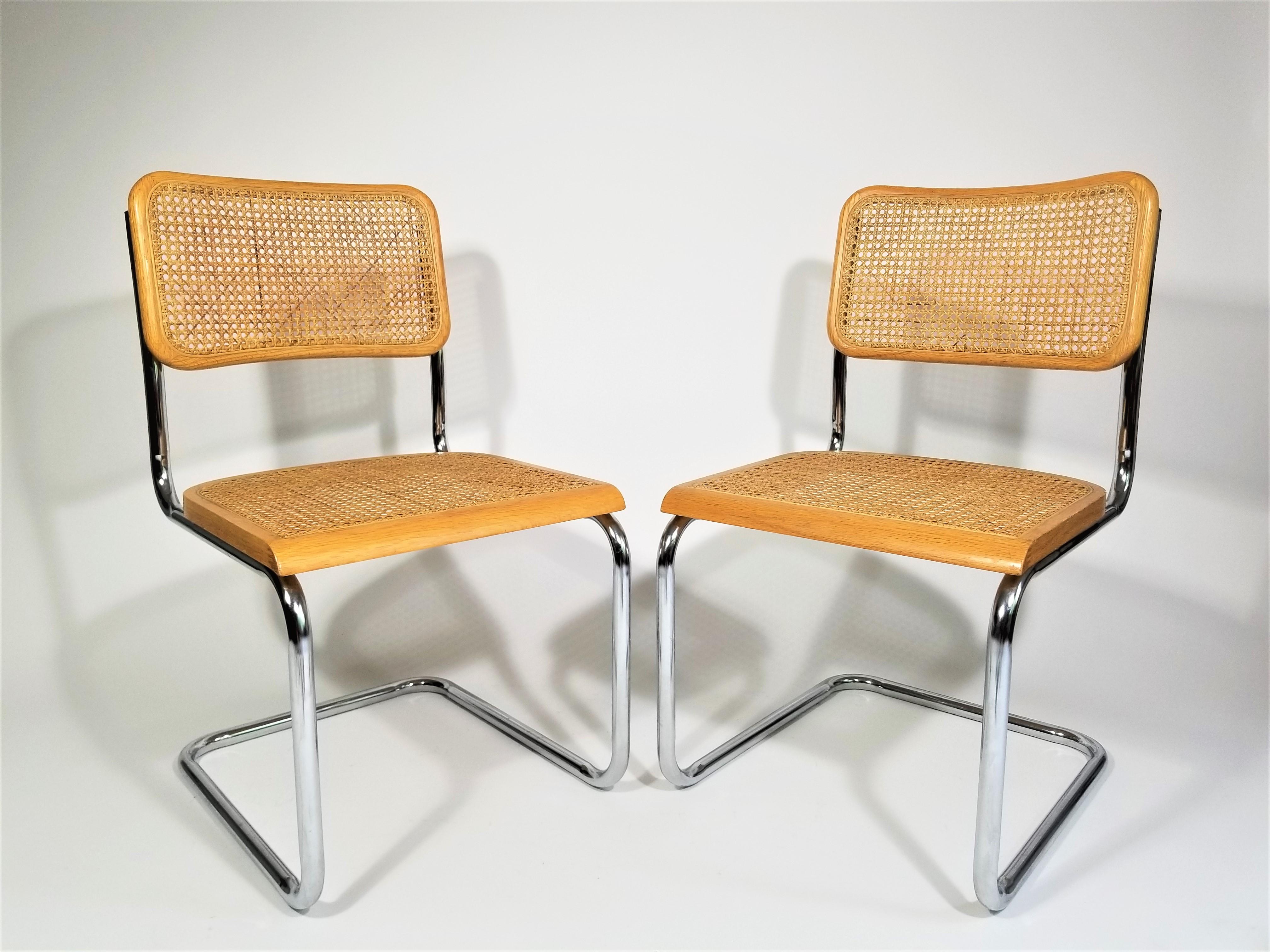 Marcel Breuer Cesca Pair of Side Chairs Midcentury In Excellent Condition In New York, NY