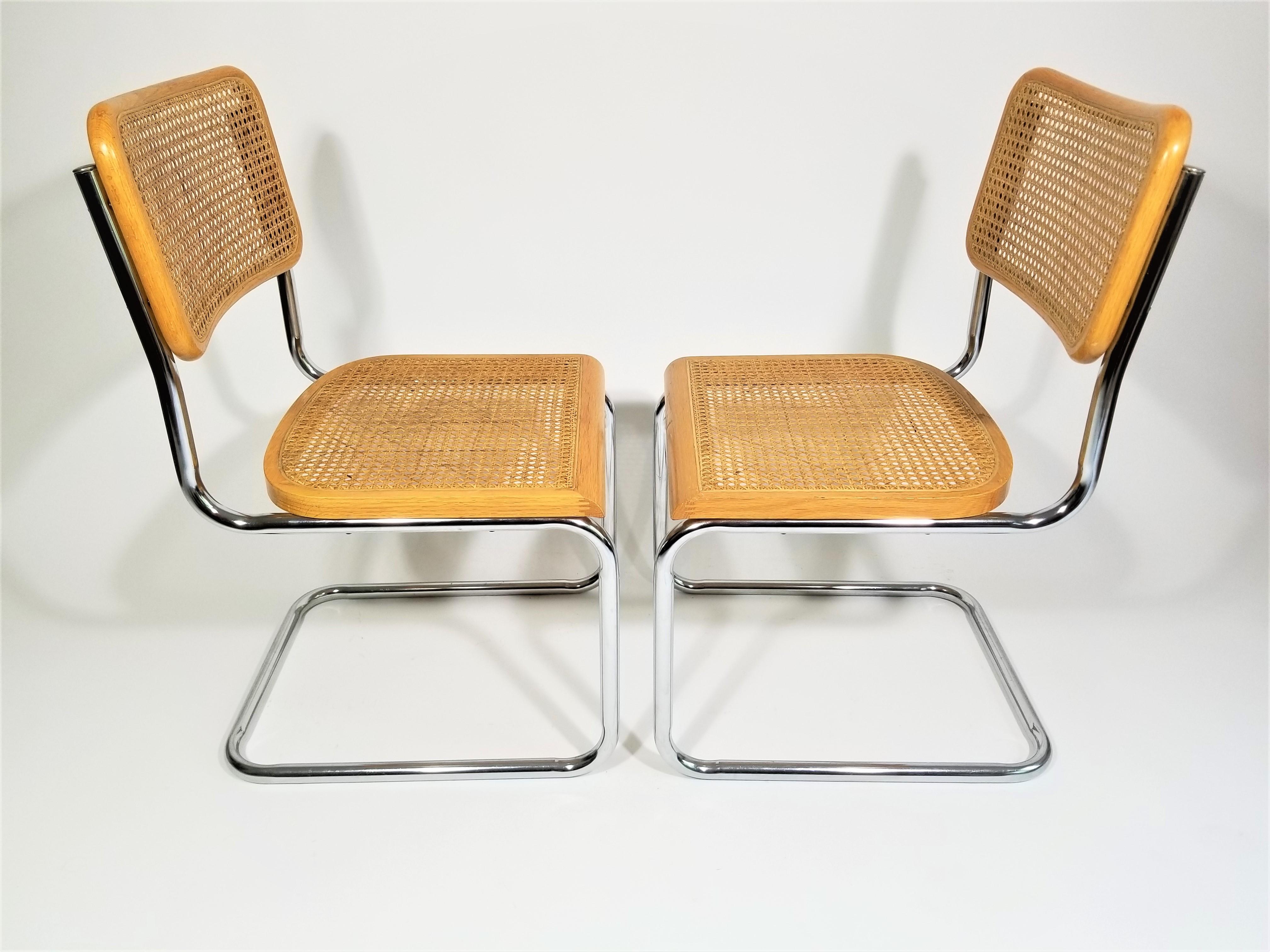 Cane Marcel Breuer Cesca Pair of Side Chairs Midcentury