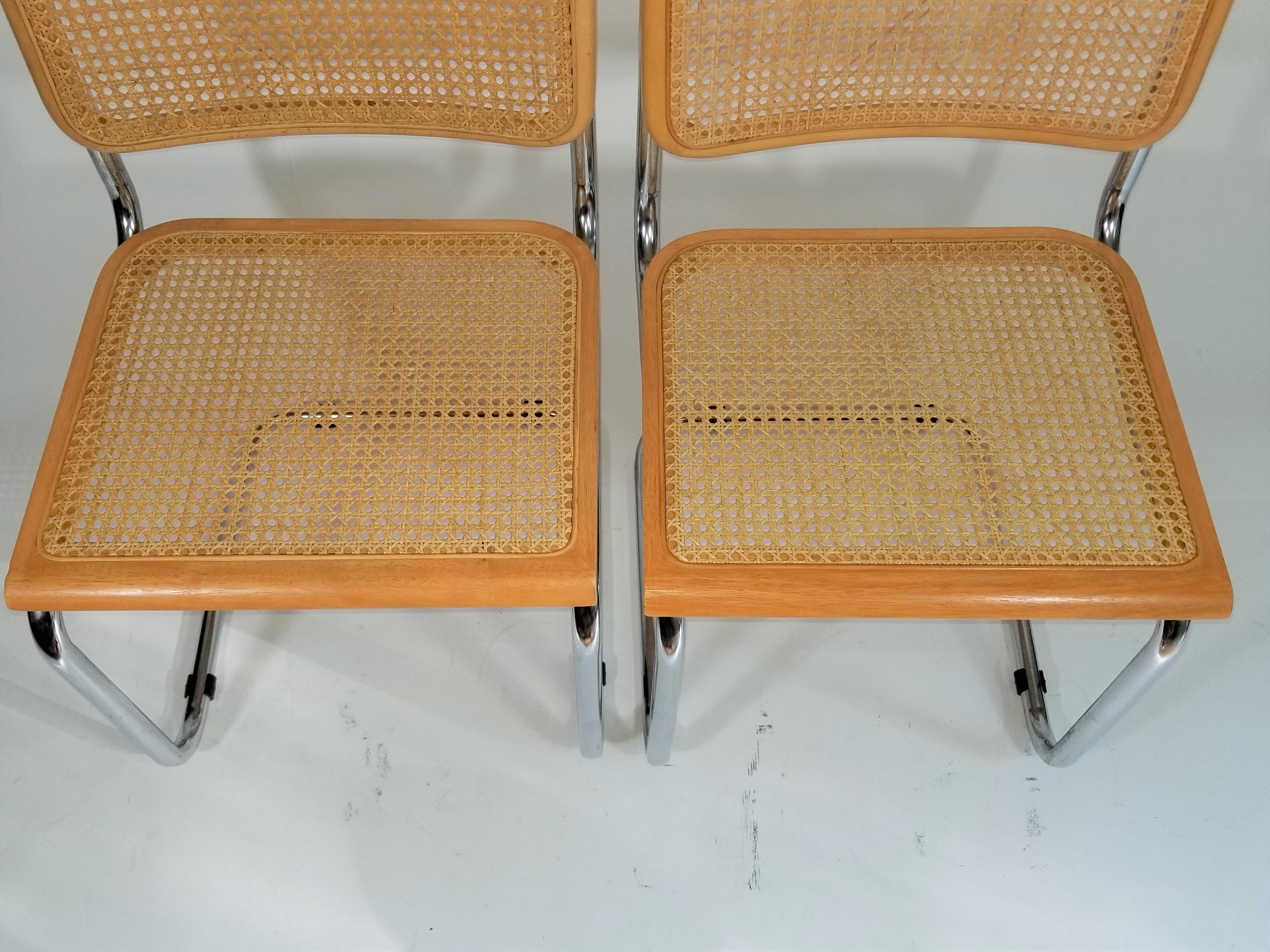 Marcel Breuer Cesca Side Chairs Midcentury Set of 2 In Good Condition In New York, NY