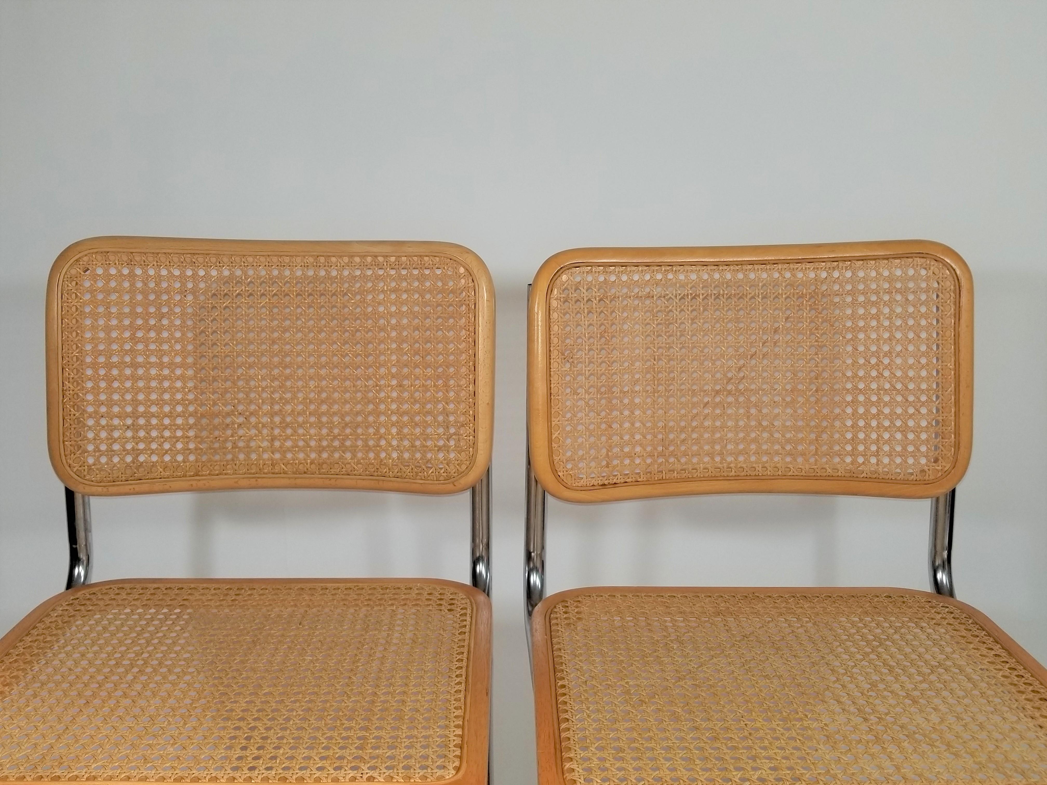 Caning Marcel Breuer Cesca Side Chairs Midcentury Set of 2