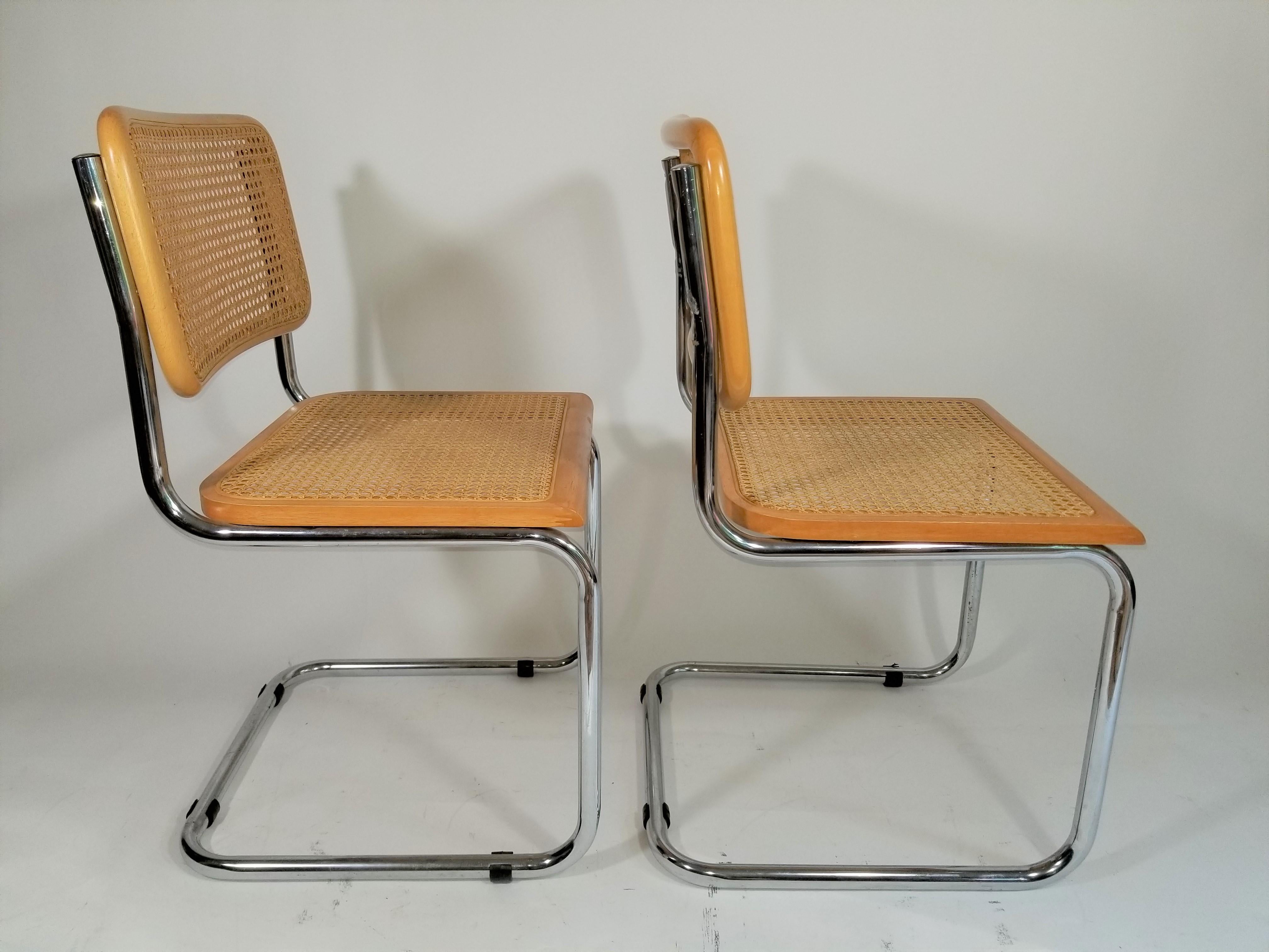 Marcel Breuer Cesca Side Chairs Midcentury Set of 2 1