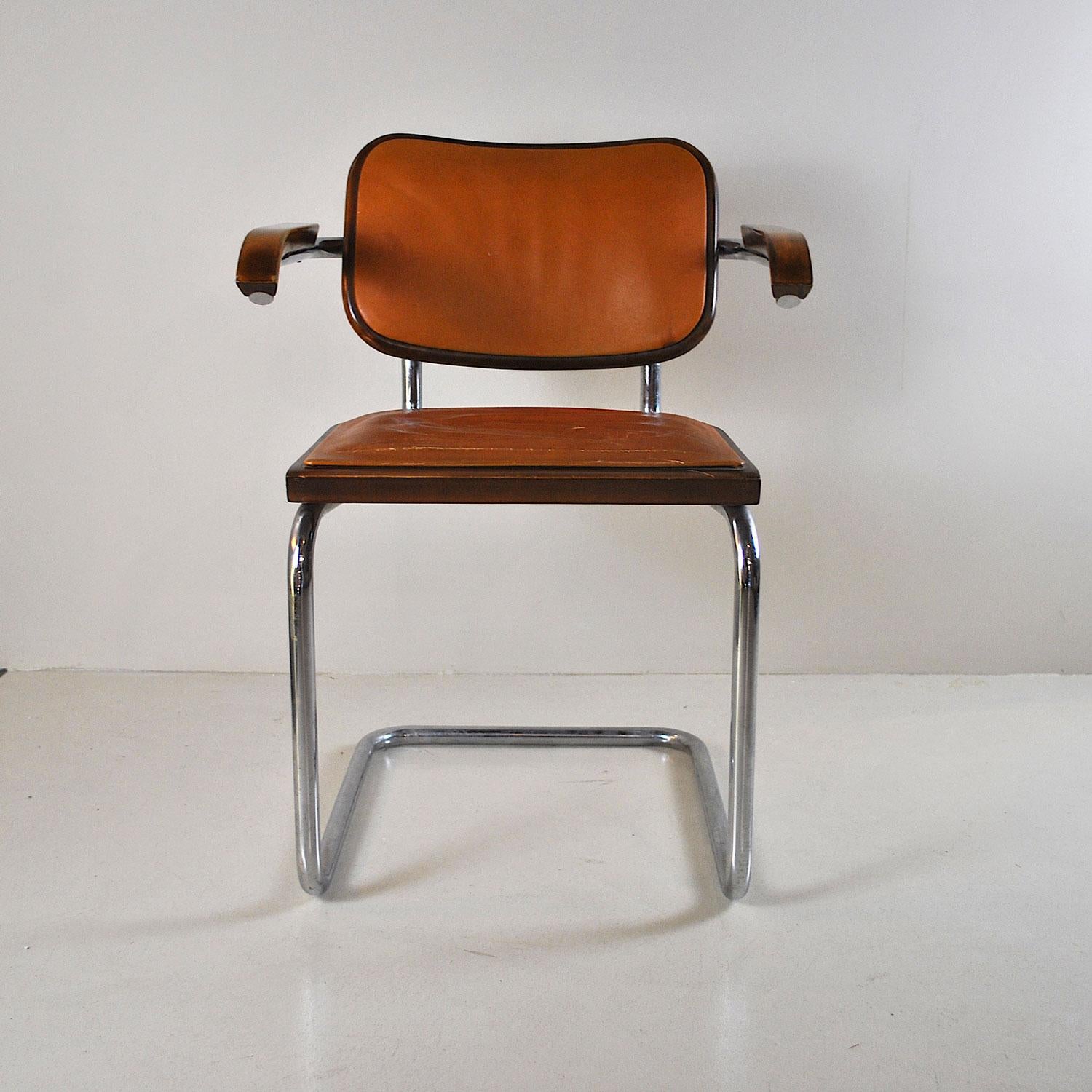 Animal Skin In a Style Marcel Breuer Chair Model Cesca For Sale