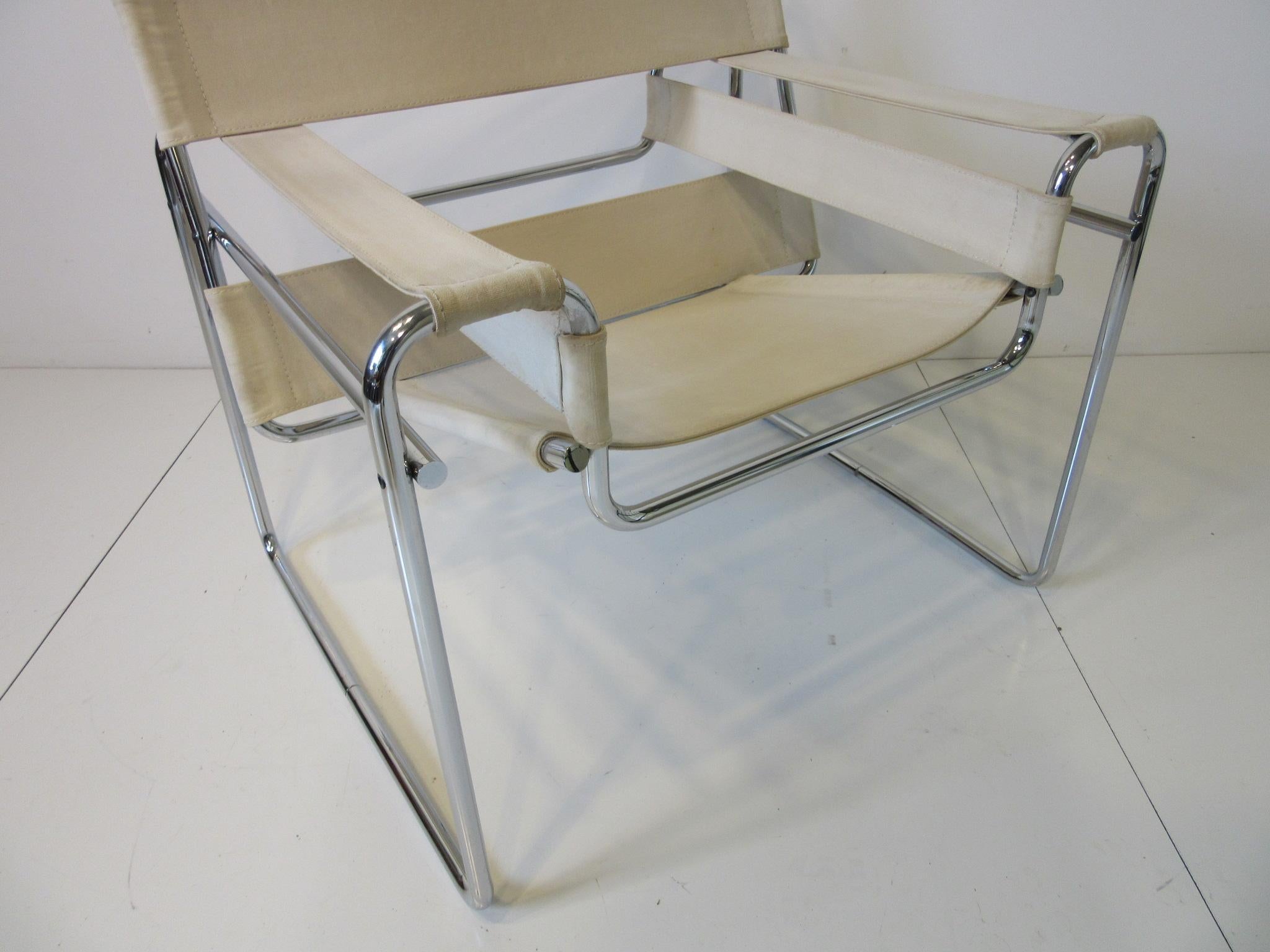International Style Marcel Breuer Chrome / Canvas Wassily Chair for Knoll