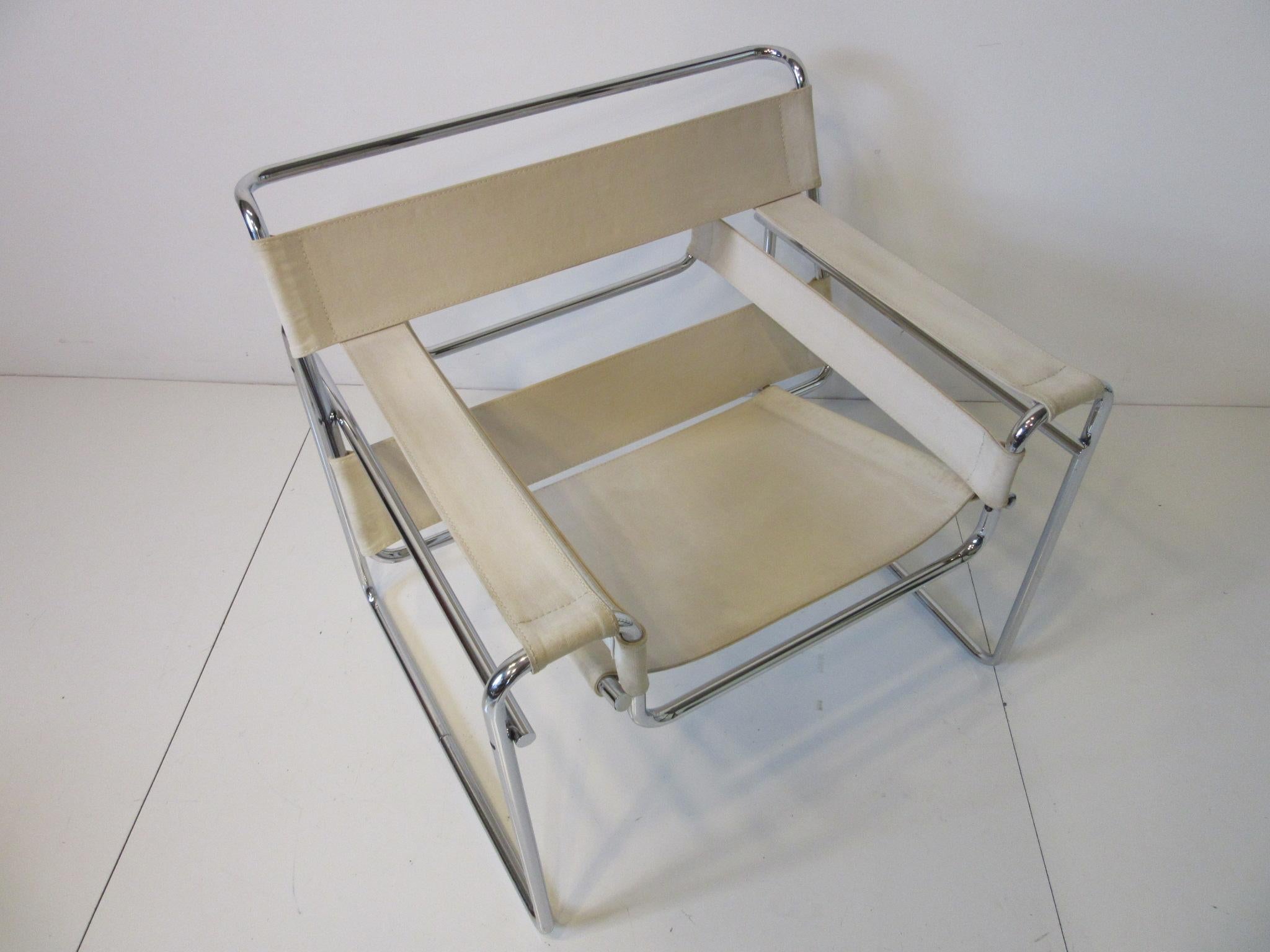 American Marcel Breuer Chrome / Canvas Wassily Chair for Knoll