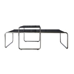 Marcel Breuer Coffee Table in Tubular Steel and Black Laminate Top Bauhaus style