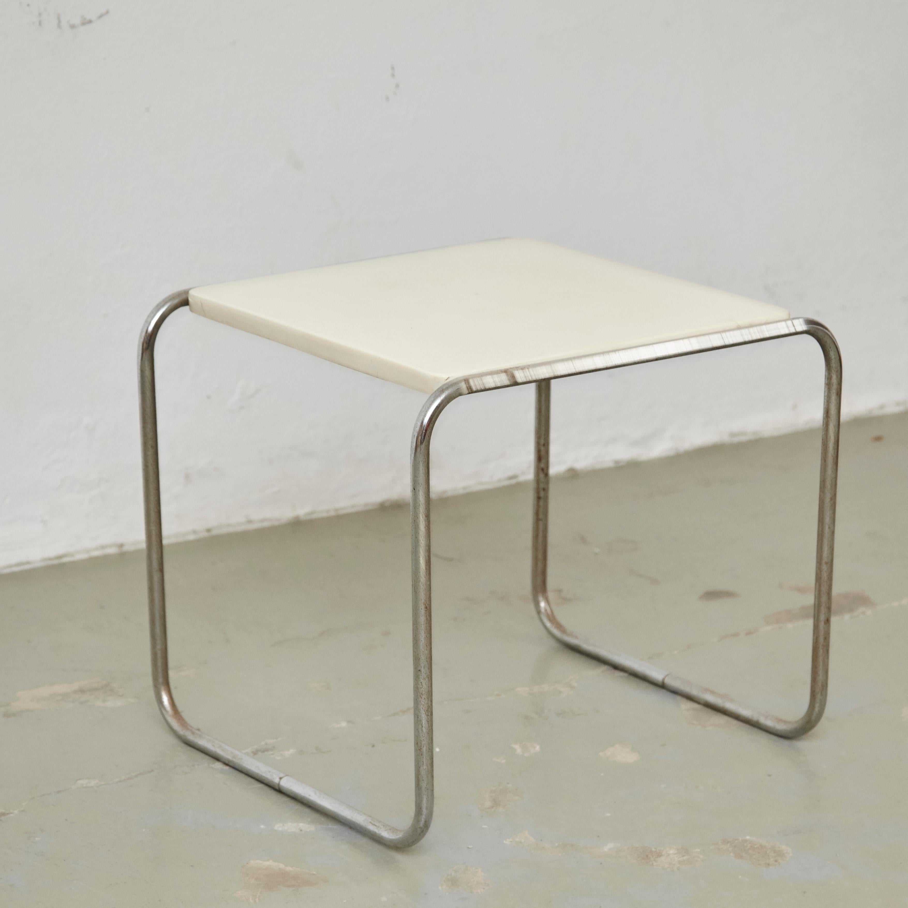 Marcel Breuer Coffee Table White Wood and Steel, circa 1960 In Good Condition In Barcelona, Barcelona