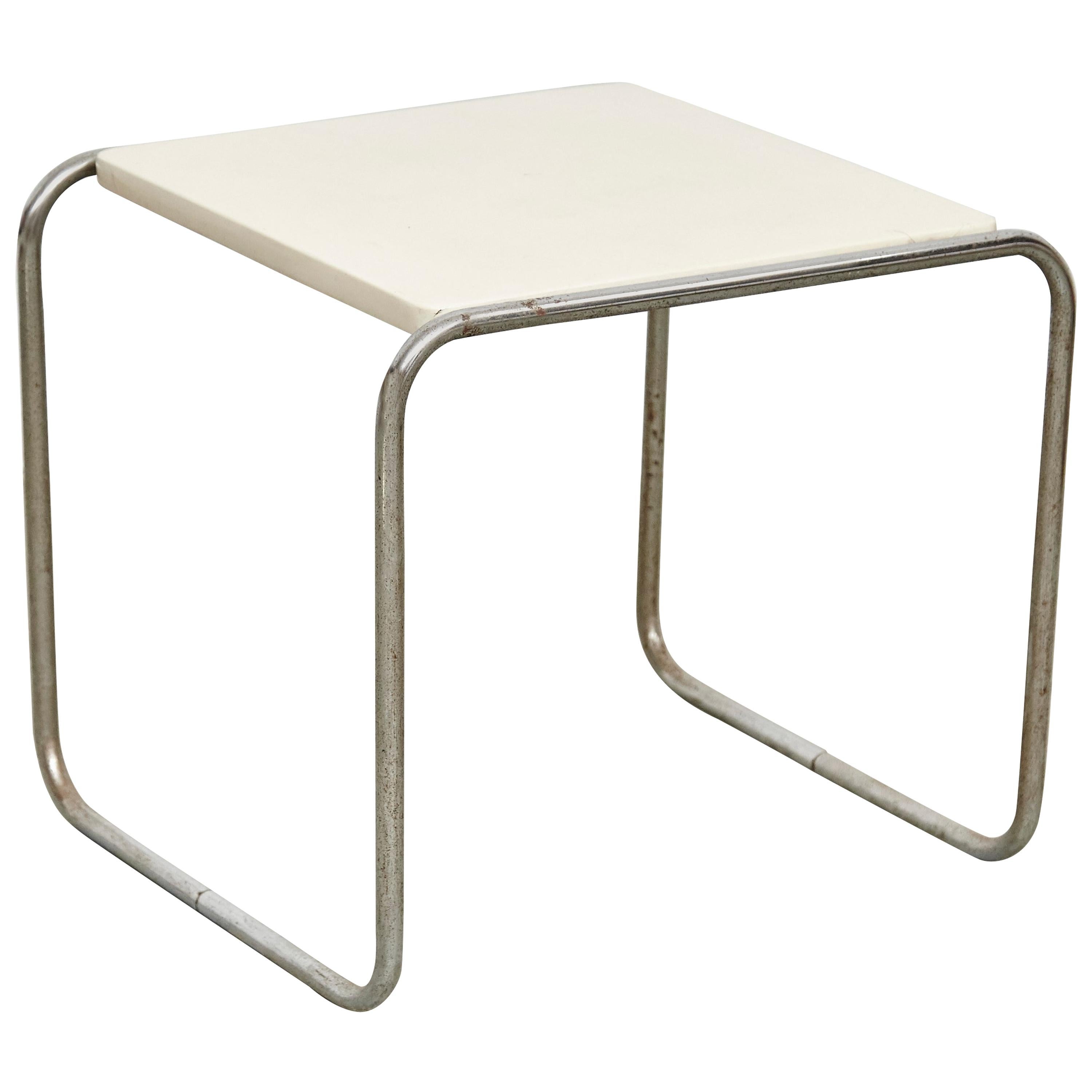 Marcel Breuer Coffee Table White Wood and Steel, circa 1960