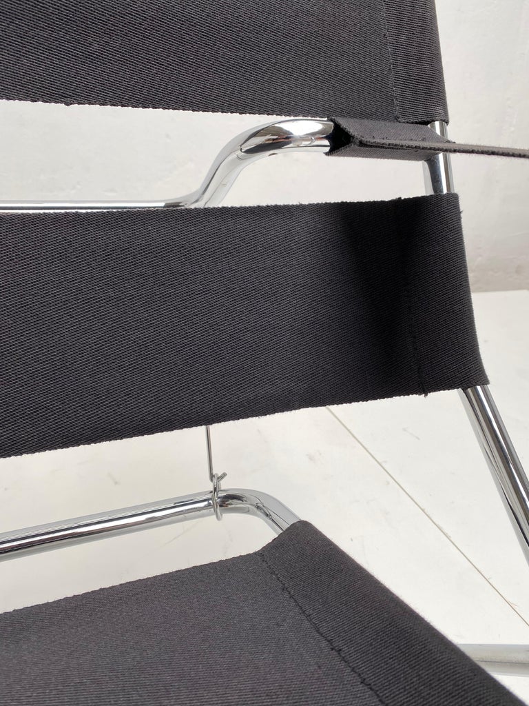 Marcel Breuer D4 Folding Chair Tecta Germany Black Canvas, Chromed