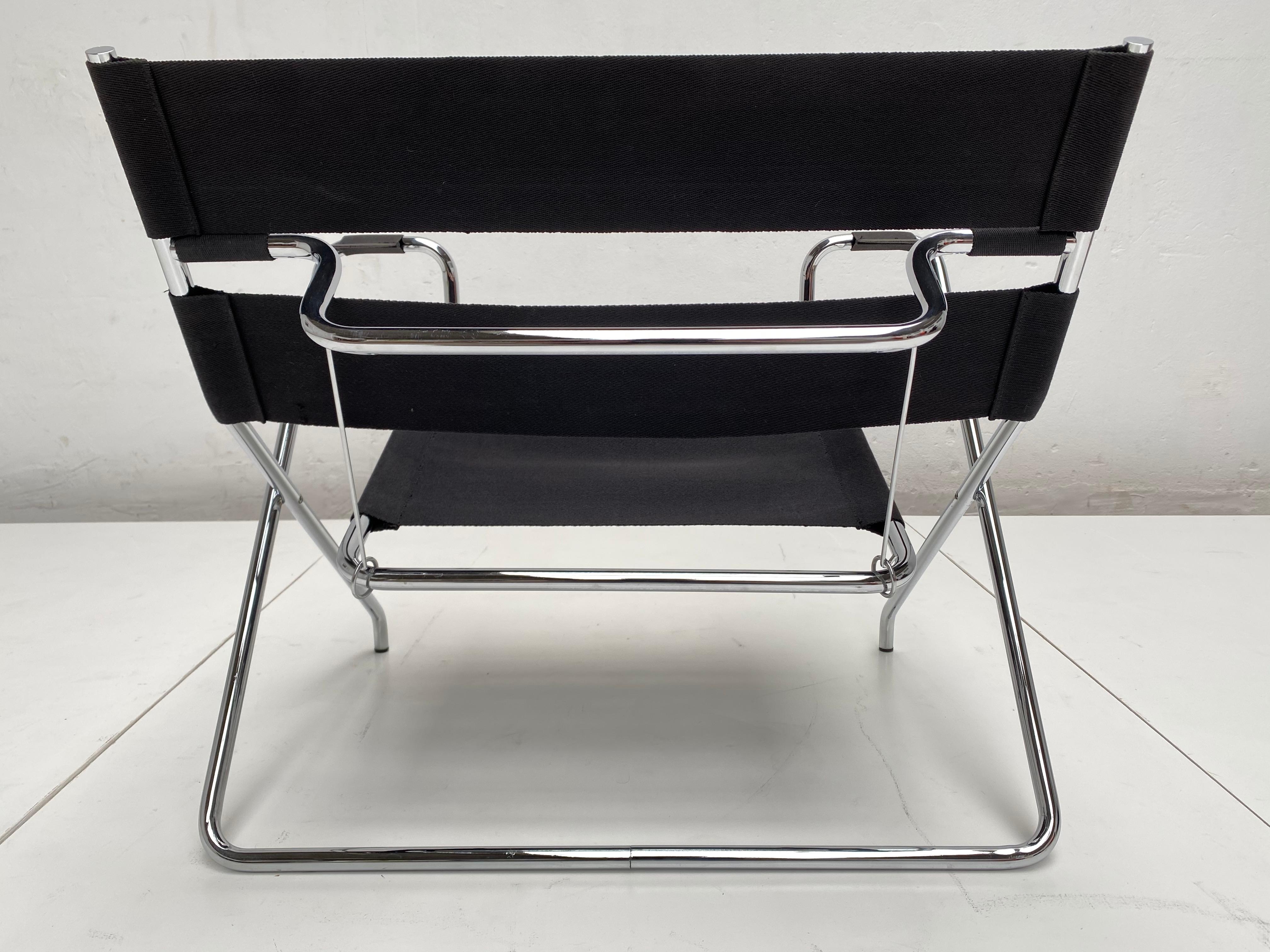 Marcel Breuer D4 Folding Chair Tecta Germany Black Canvas, Chromed Tubular Metal 5