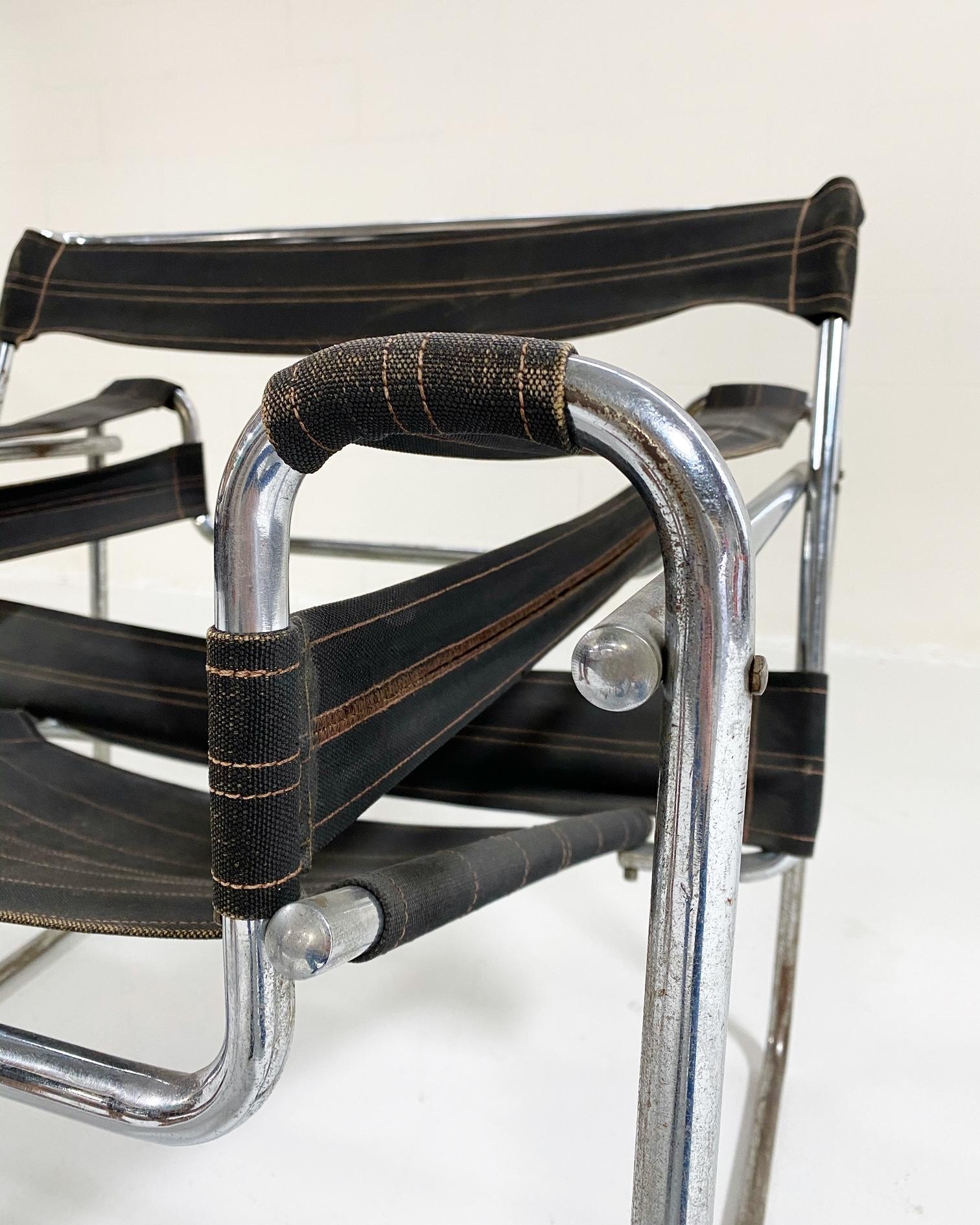 Bauhaus Chaise Wassily de Marcel Breuer modèle B3, Eisengarn en vente