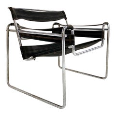 Marcel Breuer Early Canvas Model B3 "Wassily" Chair, Black Eisengarn