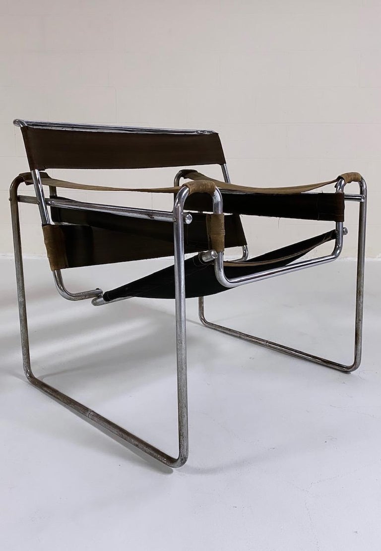 Marcel Breuer Early Canvas Model B3 Wassily Chair Green Eisengarn For Sale At 1stdibs