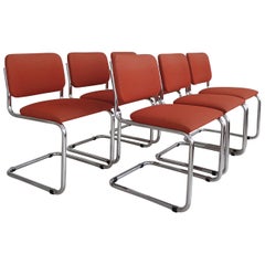 Marcel Breuer for Gavina Metal Fabric Dining Chairs "Cesca" Model, 1960s