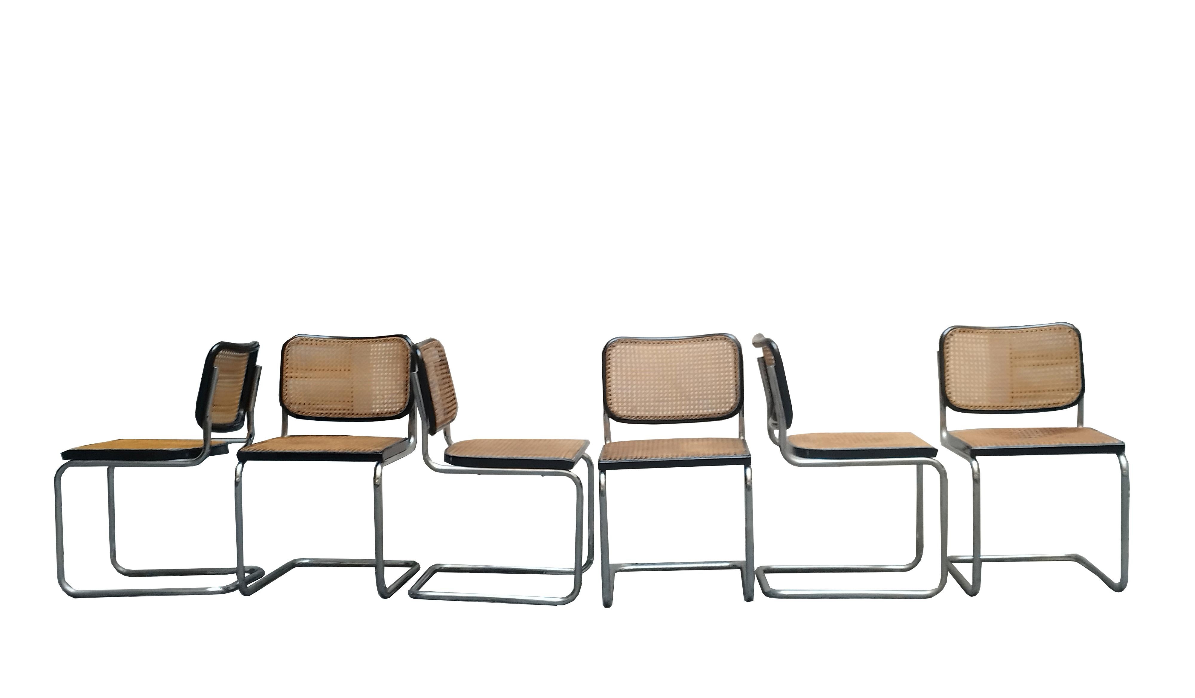 Satz von 6 Stühlen „Cesca“ von Marcel Breuer für Gavina, Italien 1960er Jahre (Moderne der Mitte des Jahrhunderts) im Angebot