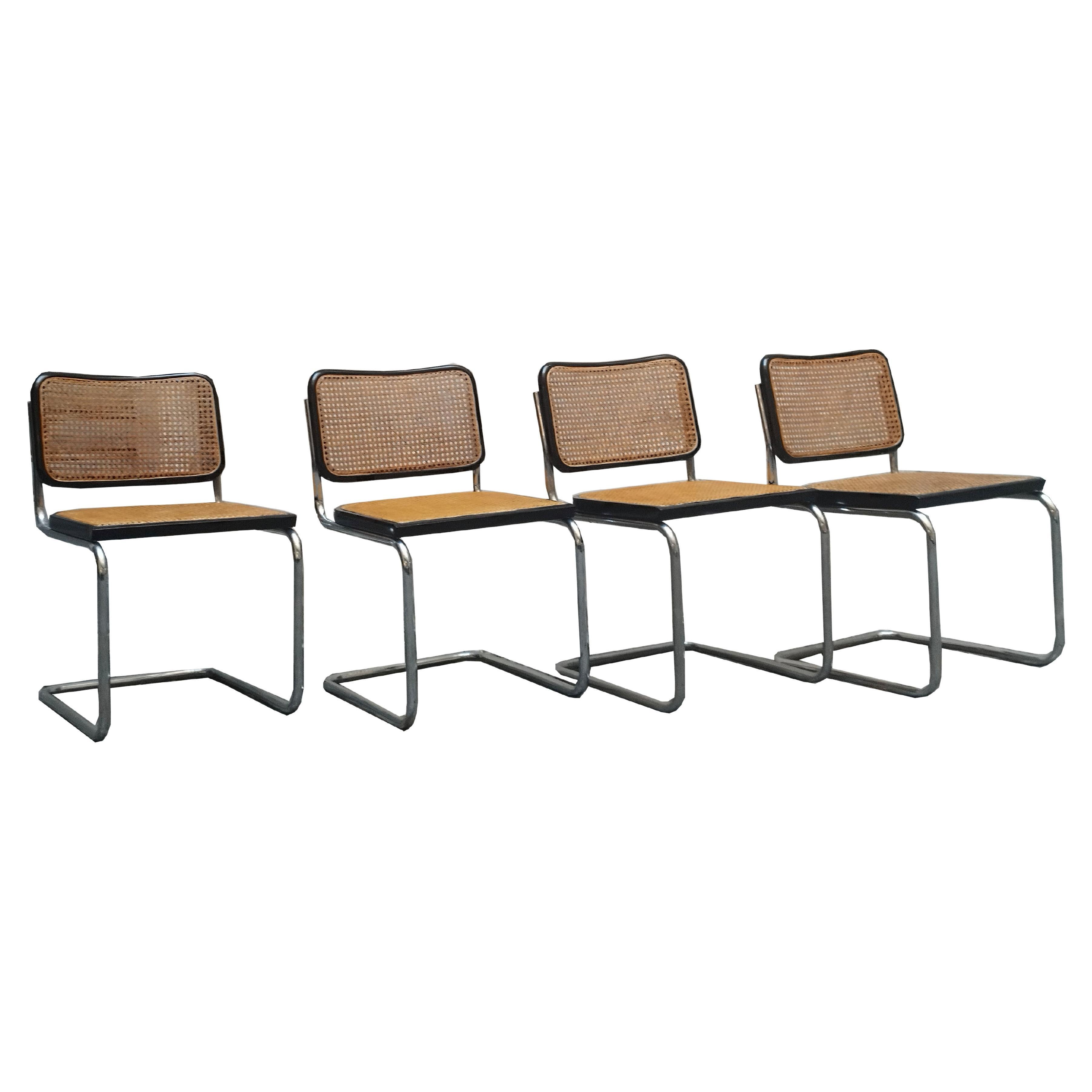 Marcel Breuer for Gavina Set of Four Cesca Chairs, Italy 1970s For Sale