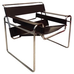 Marcel Breuer for Gavina Wassily B3 Brown Leather Armchair, Italy 1960